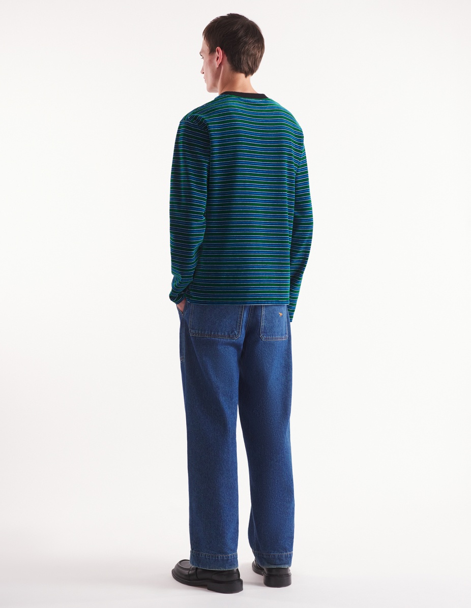STRIPED VELVET LONG SLEEVES TEE-SHIRT - 5
