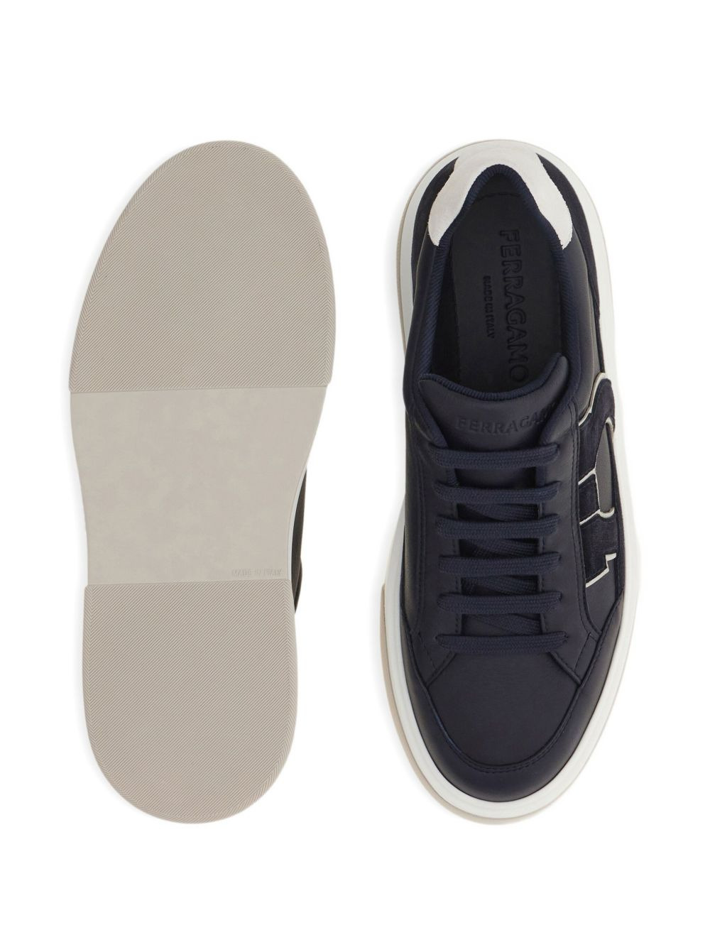 leather suede-detail sneakers - 3