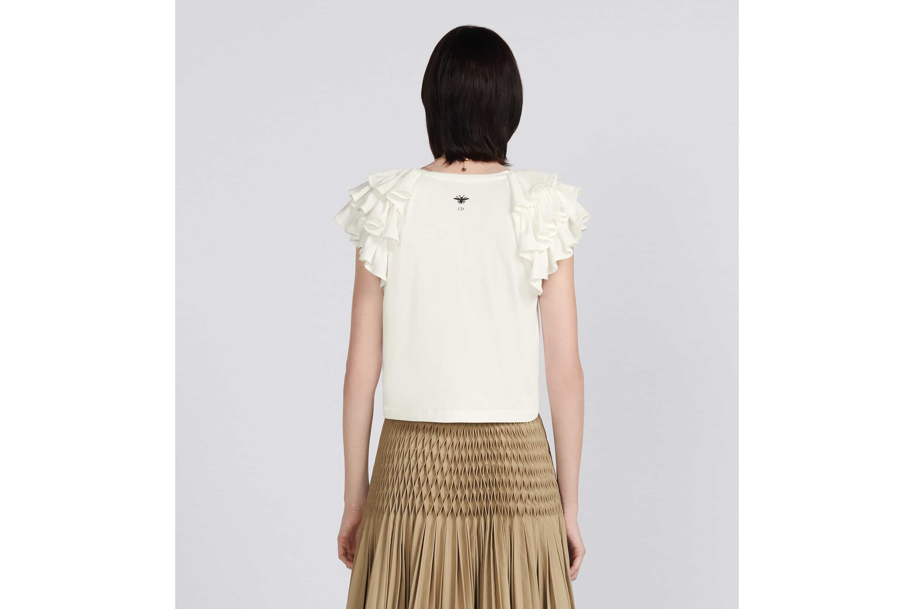 Embroidered T-Shirt with Ruffles - 5