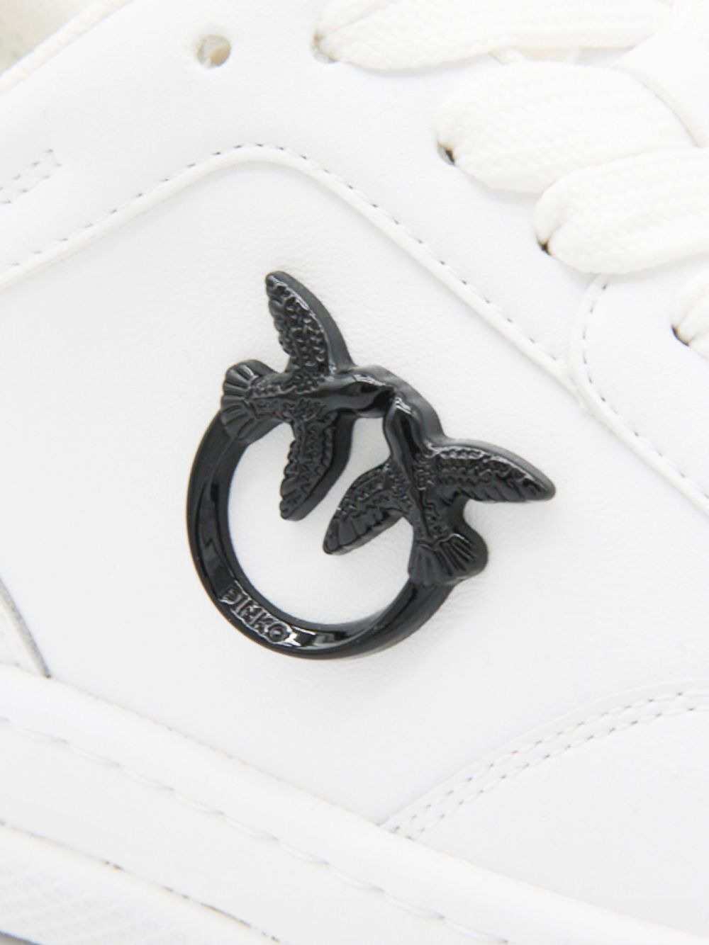 logo-plaque leather sneakers - 4