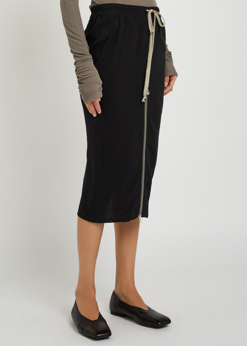 Rick Owens Rick Owens Drawstring Silk-georgette Midi Skirt outlook