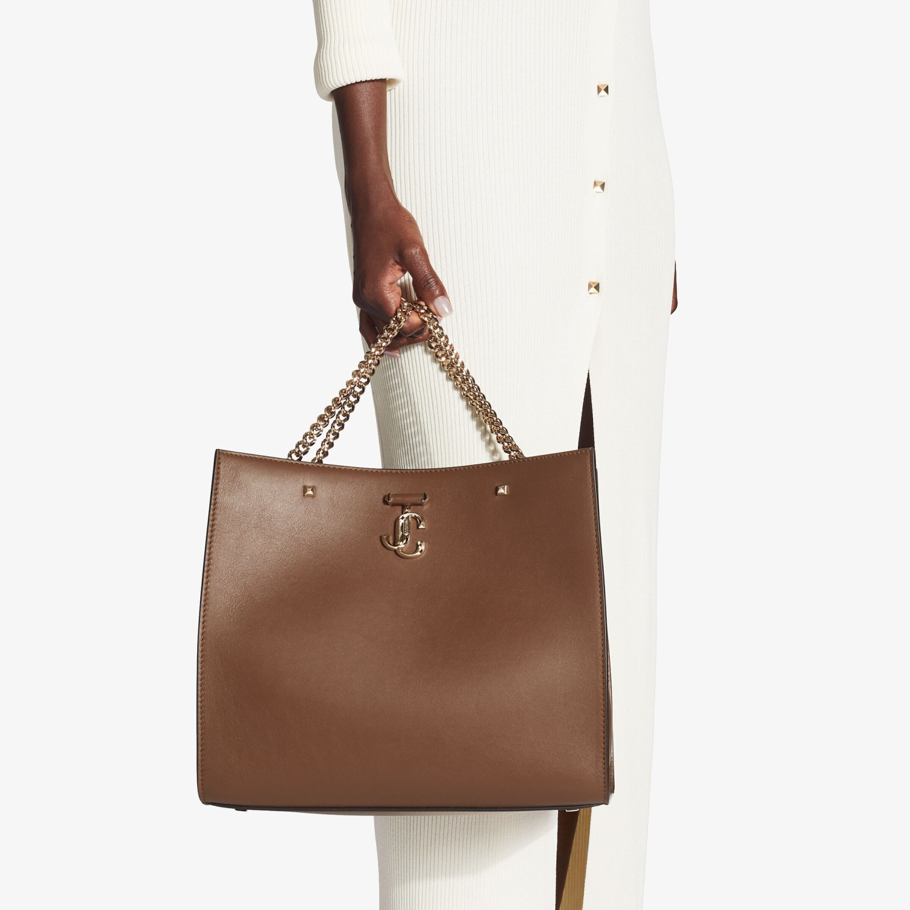Varenne Tote Bag
Dark Tan Fine Shiny Calf Leather Tote Bag with Light Gold JC Emblem - 3