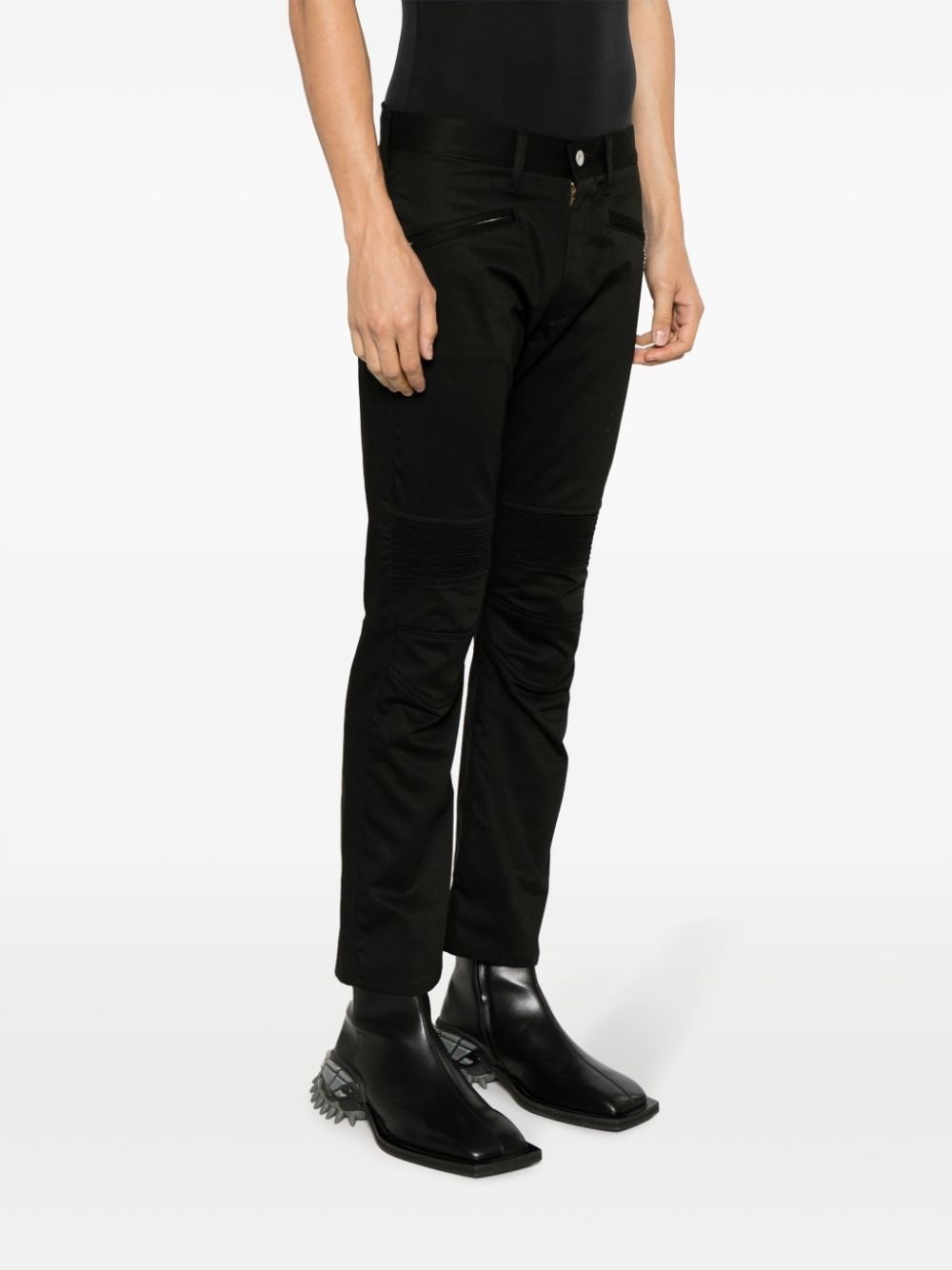 panel-detail cropped skinny trousers - 3