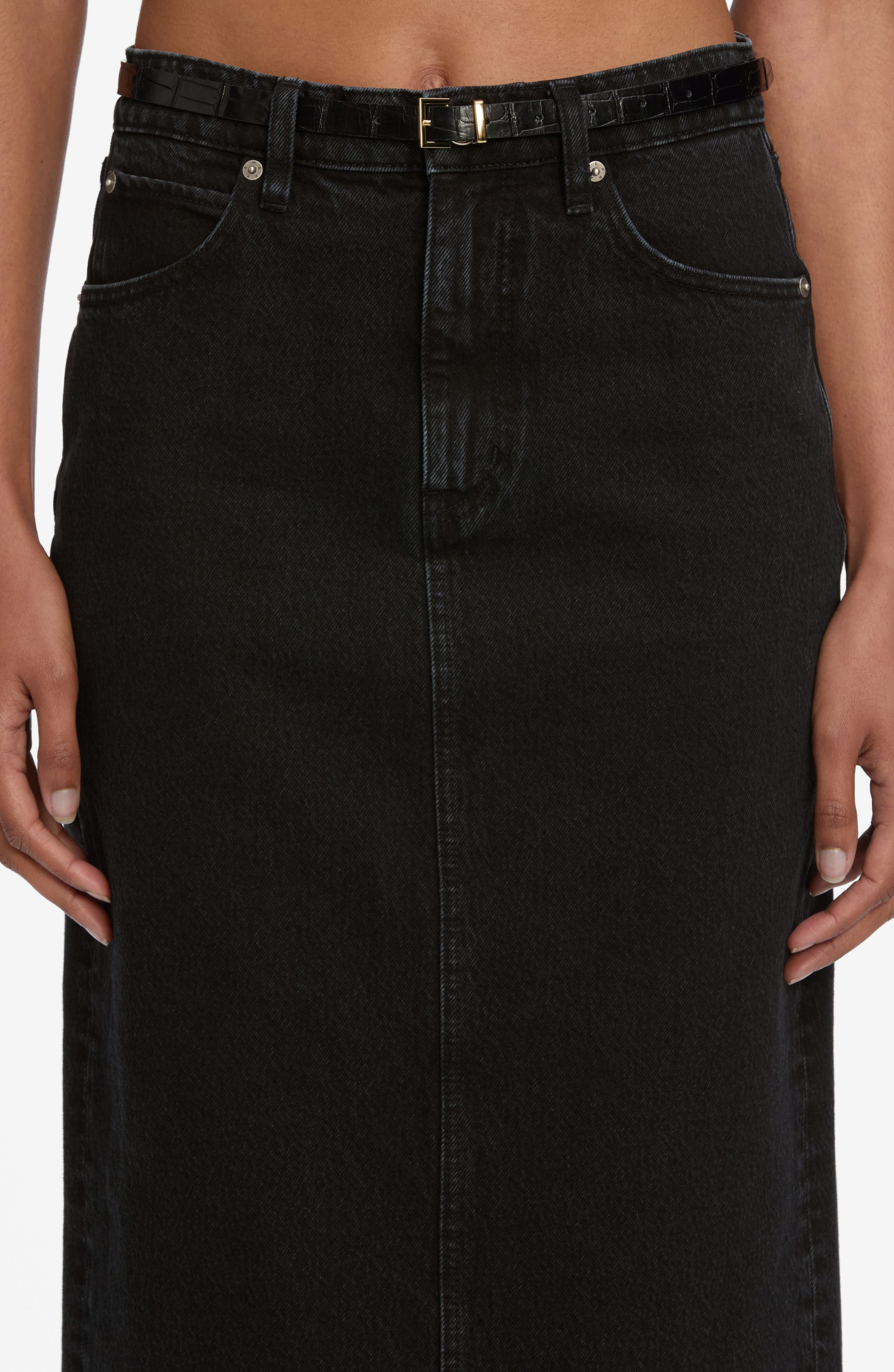 FRAME The Column Denim Midi Skirt in Sutro at Nordstrom - 4