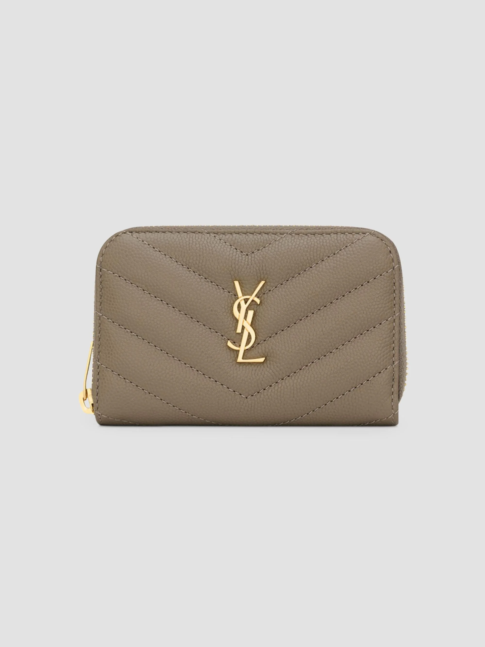 Women's Cassandre Change Purse in Grain De Poudre Leather - Light Taupe - 1