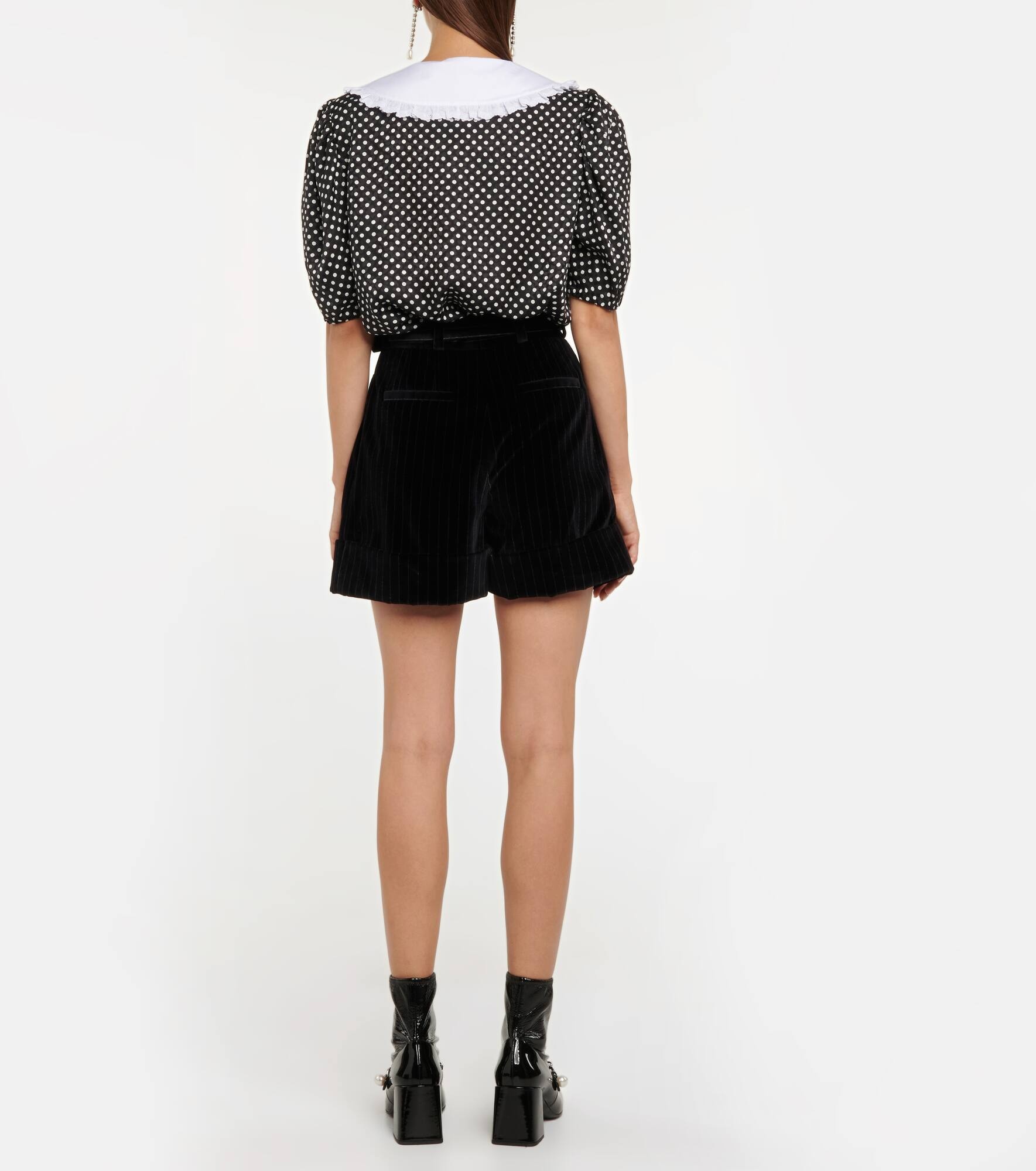 Embellished pinstripe velvet shorts - 3