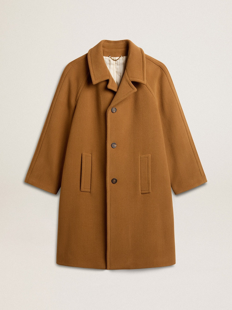 Men's single-breasted coat in tobacco 1