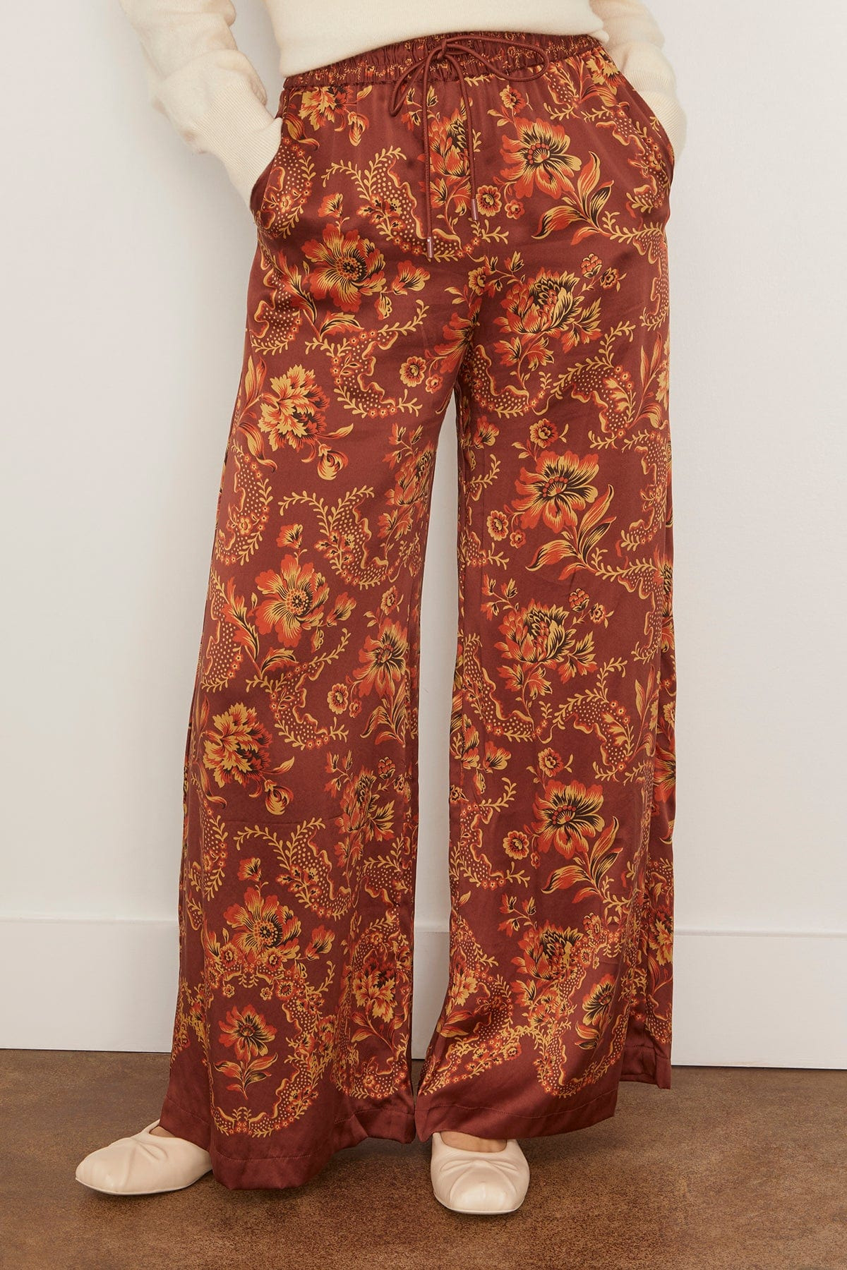 Seraphina Silk Pant in Burgundy - 3