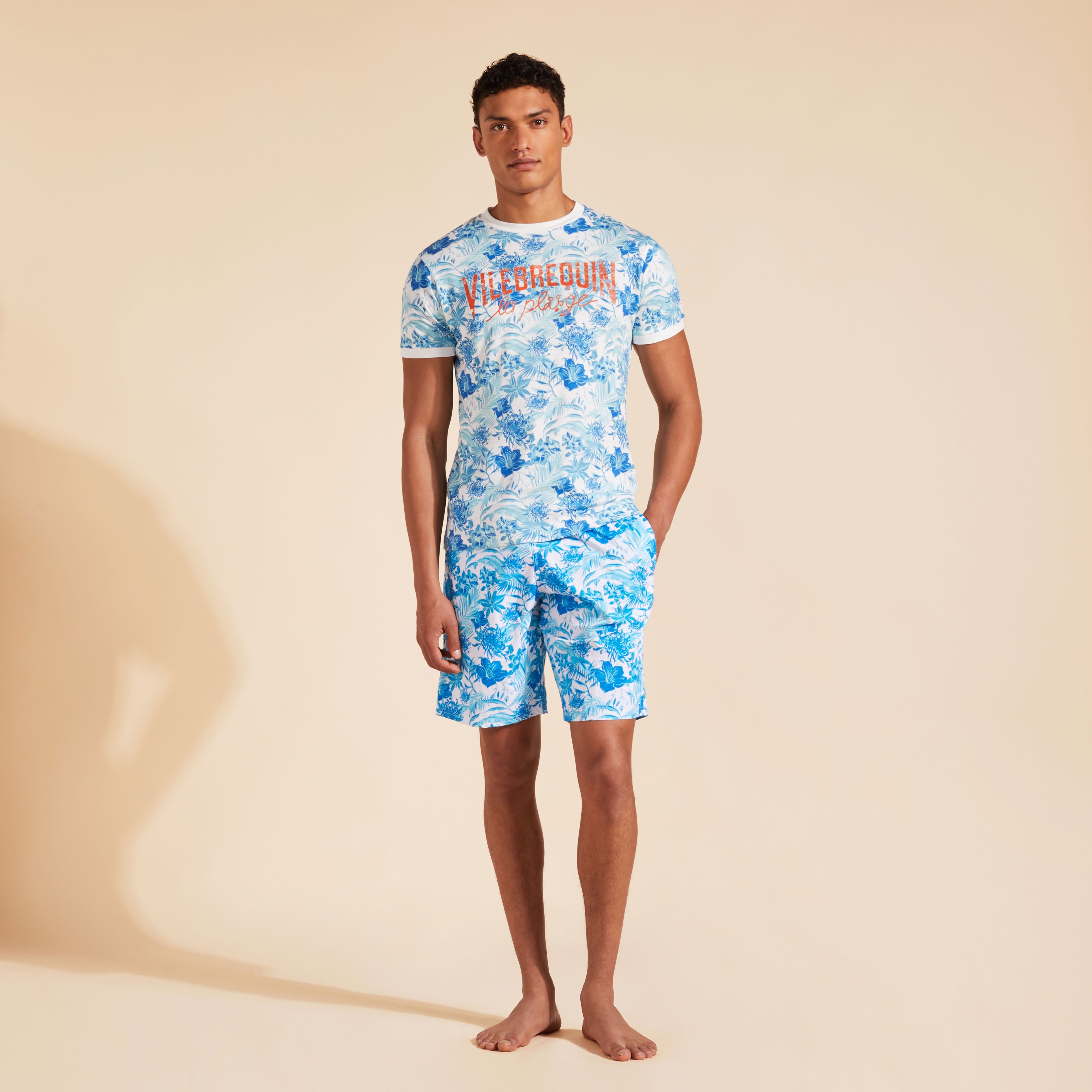Men Cotton T-Shirt Tahiti Flowers - 3