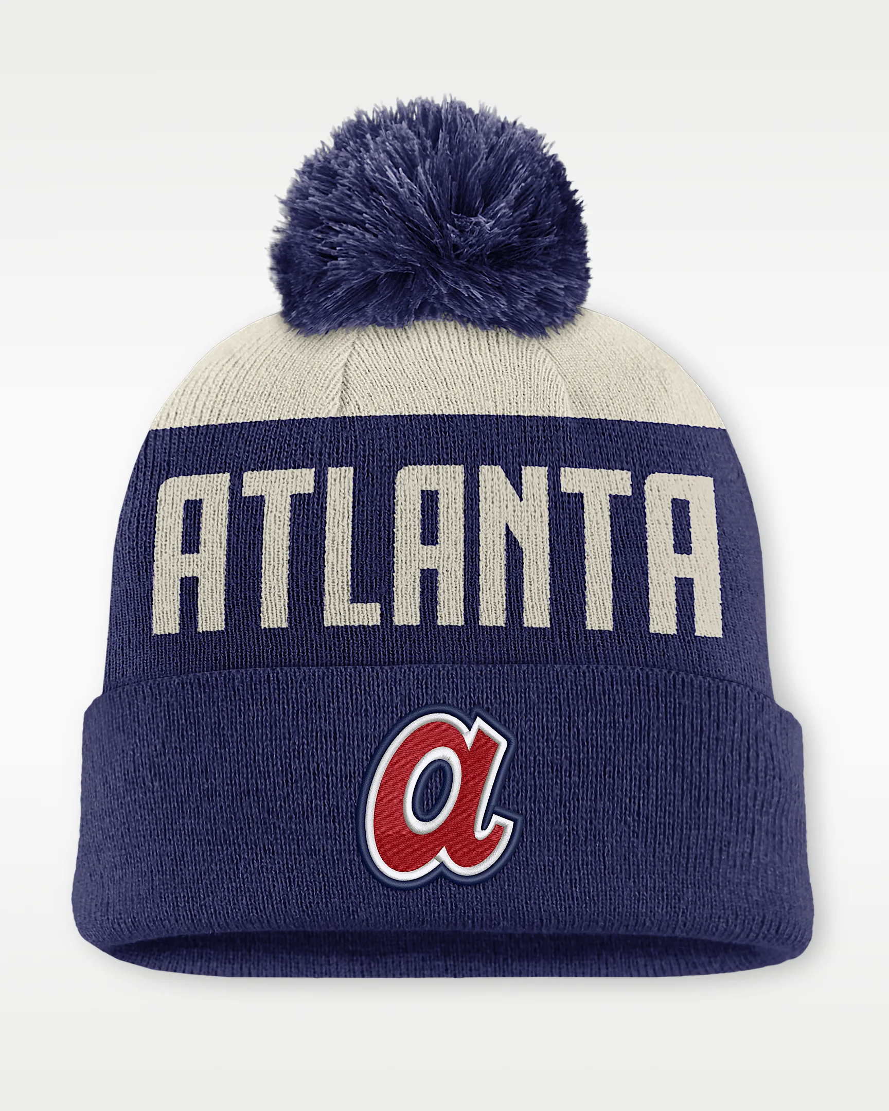 Atlanta Braves Cooperstown Peak Men's Nike MLB Cuffed Pom Beanie - 1