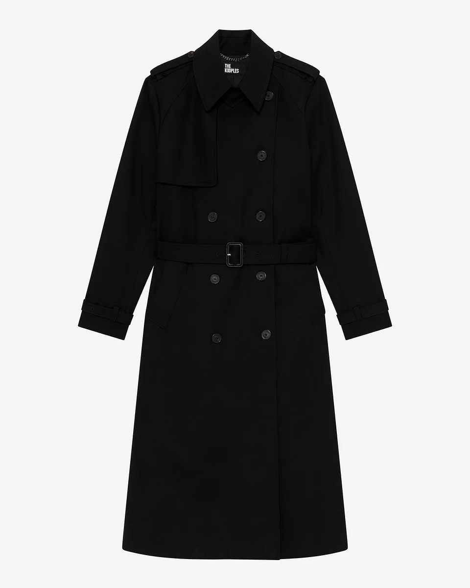 LONG BLACK COTTON TRENCH COAT - 1