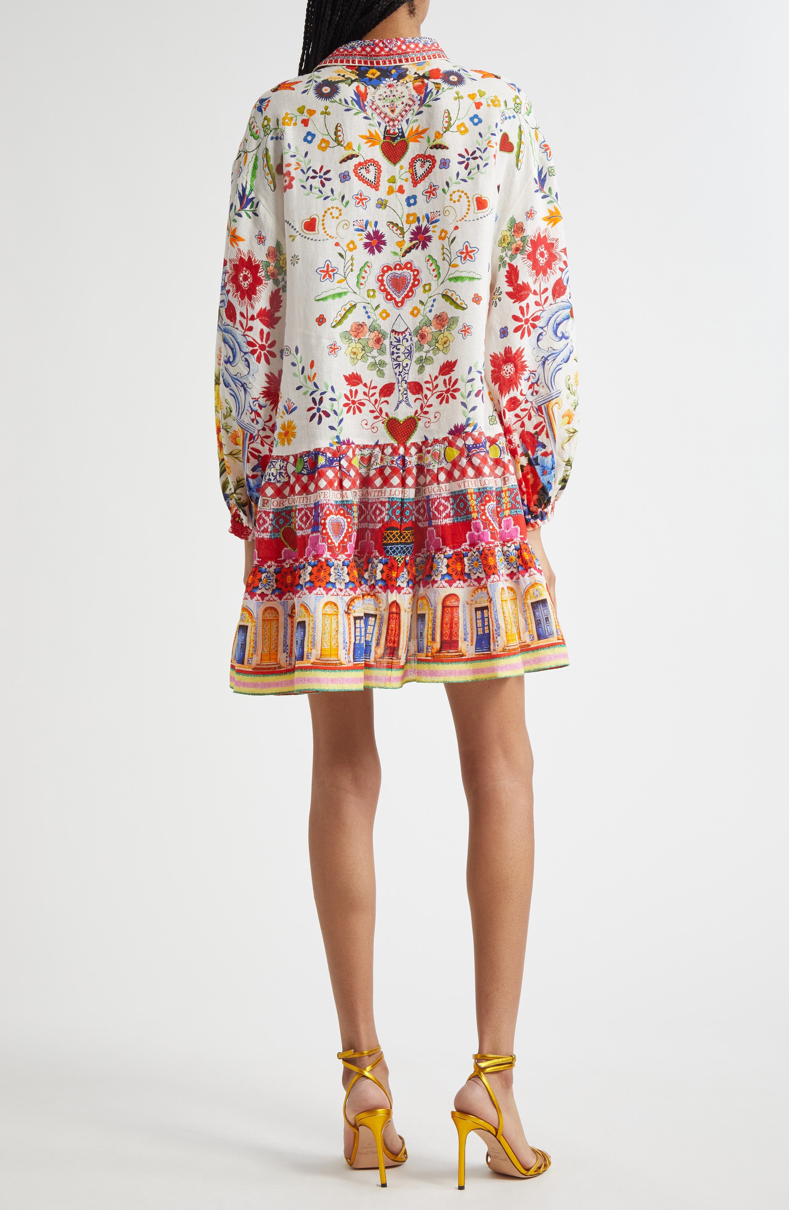 Camilla Tiered Long Sleeve Linen Shirtdress in Faith Luck Justice at Nordstrom - 2