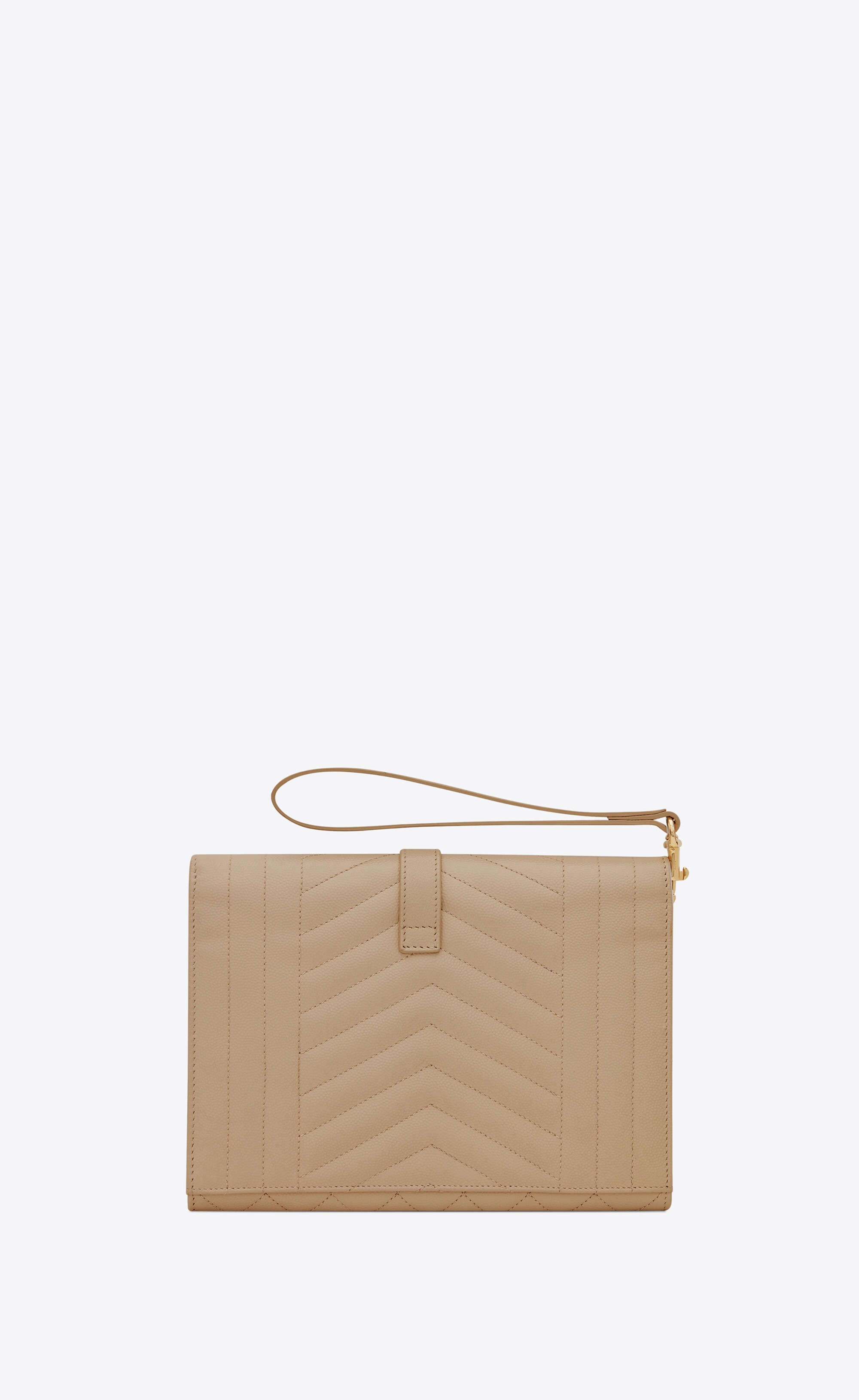 envelope flap pouch in mix matelassé grain de poudre embossed leather - 3