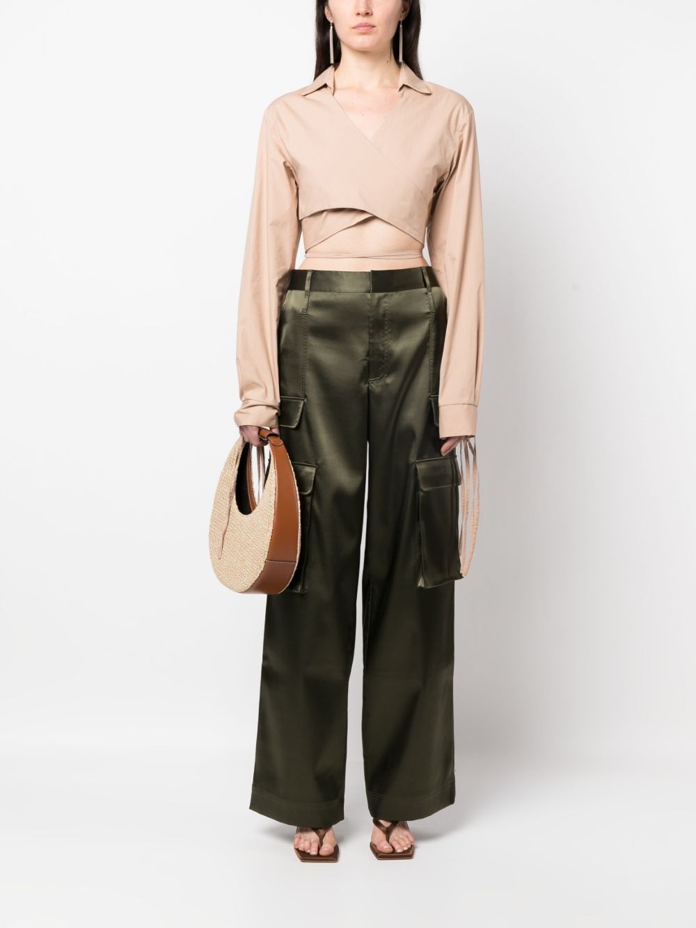 cropped wrap blouse - 2