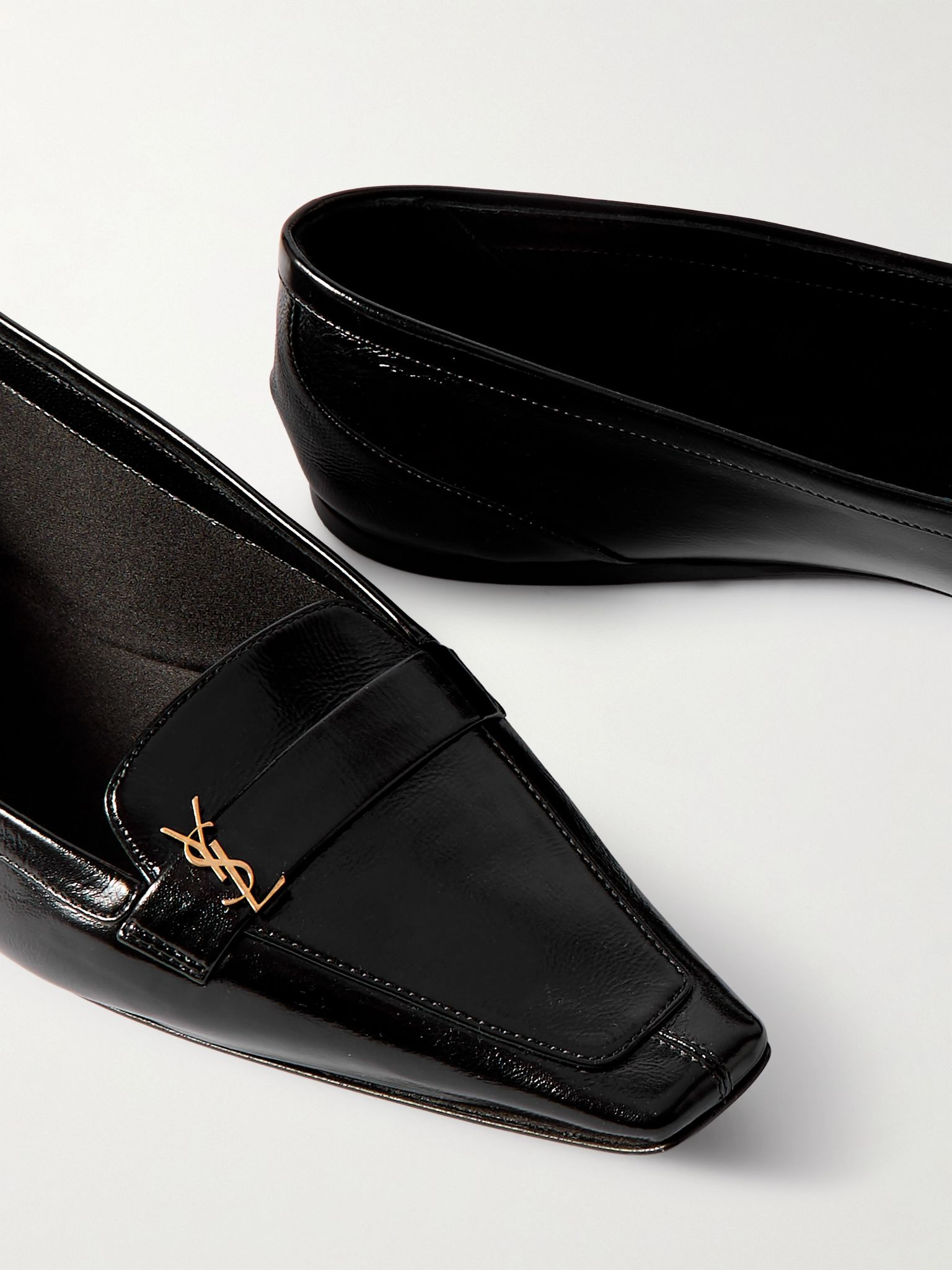 Poppy logo-embellished leather loafers Black - 4