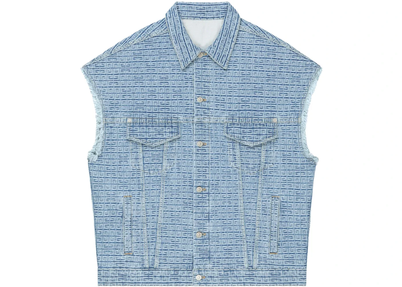 Givenchy 4G Denim Oversized Sleeveless Jacket Light Blue - 1