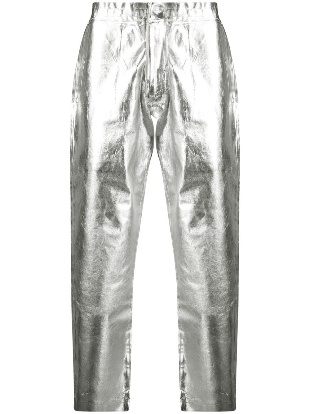 metallic-effect straight-leg trousers - 1