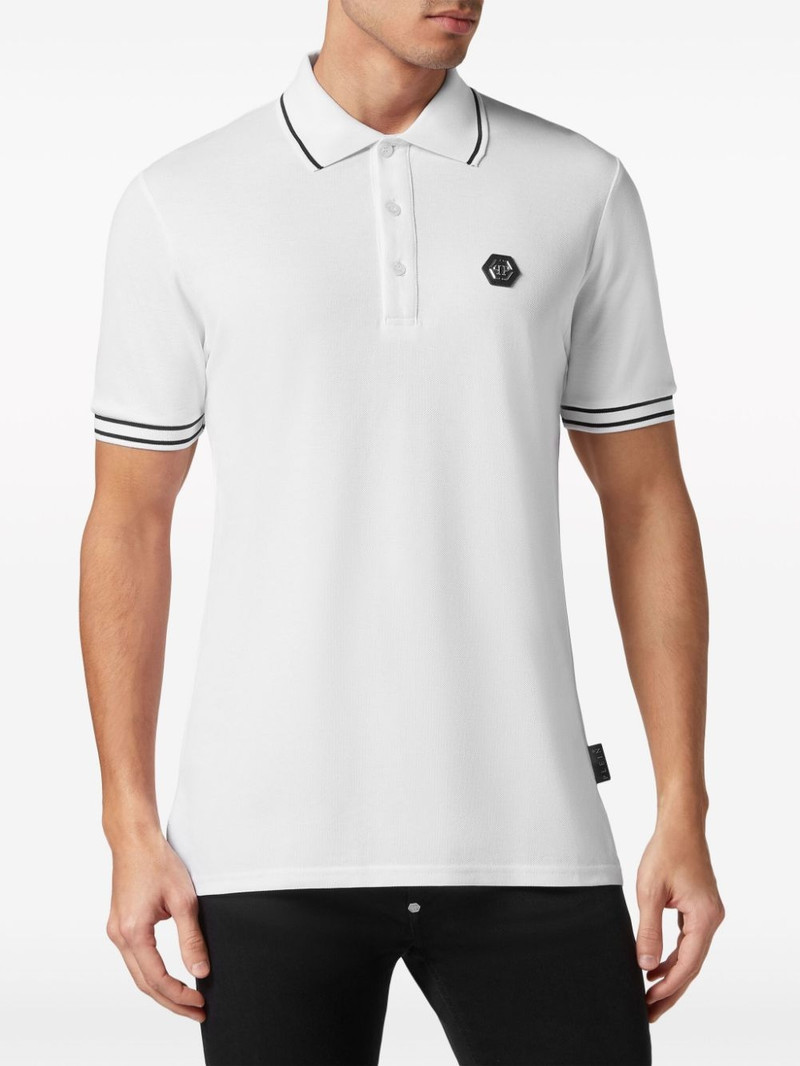 PHILIPP PLEIN logo-appliquÃ© cotton polo shirt outlook