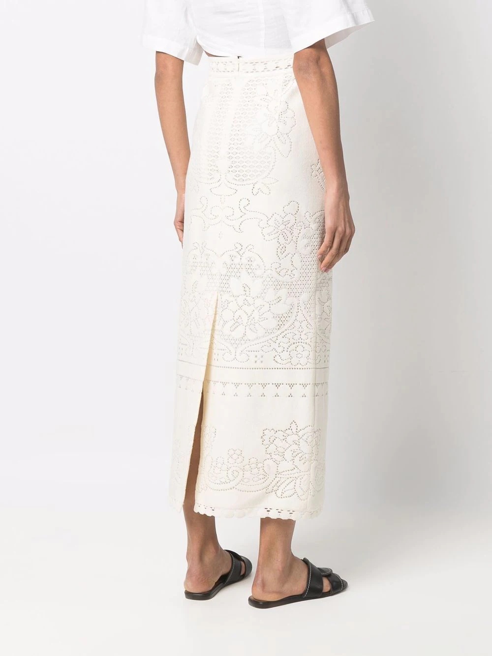 high-waisted heavy lace skirt - 4