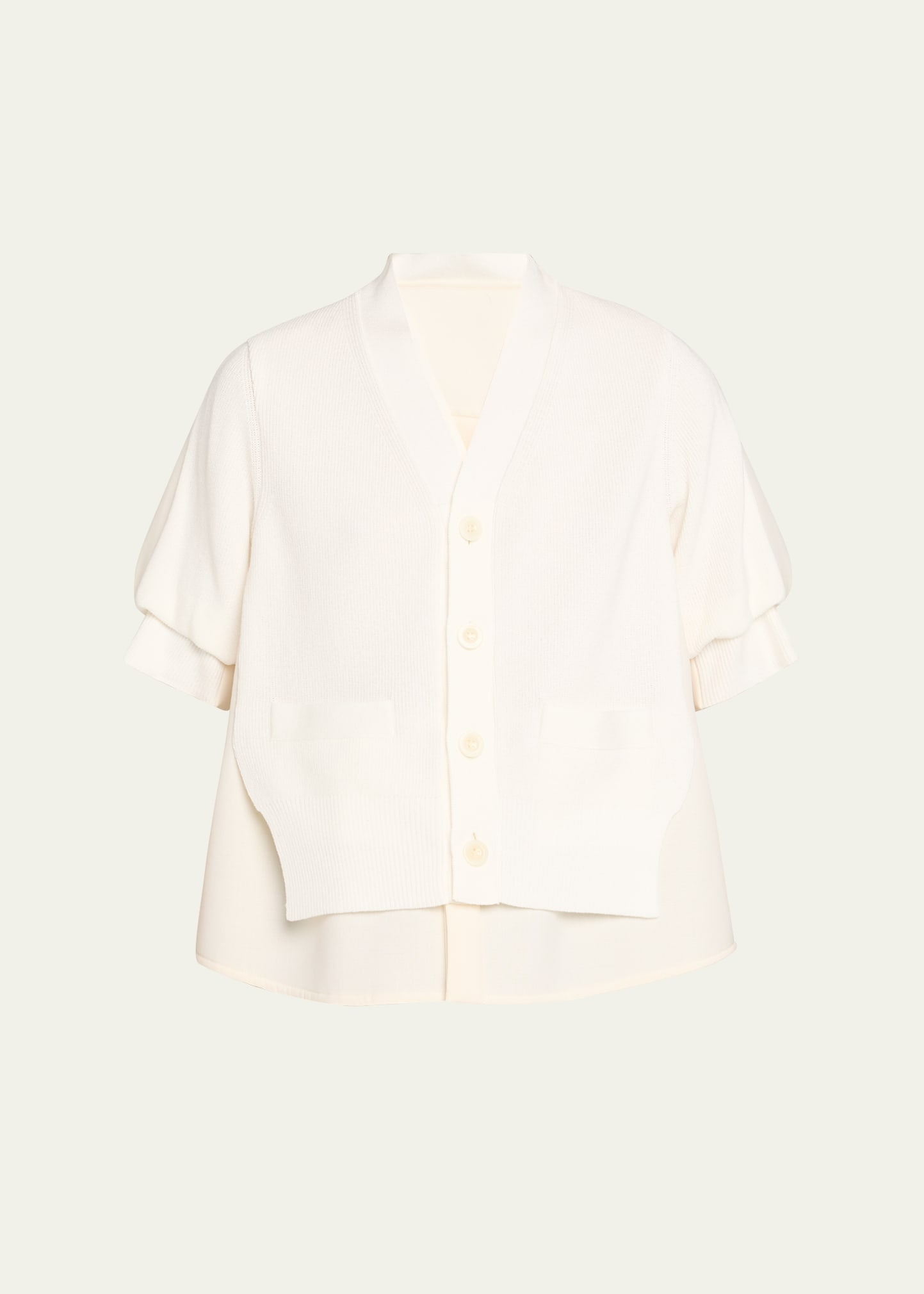 Button-Down Hybrid Knit & Suiting Shirt - 1
