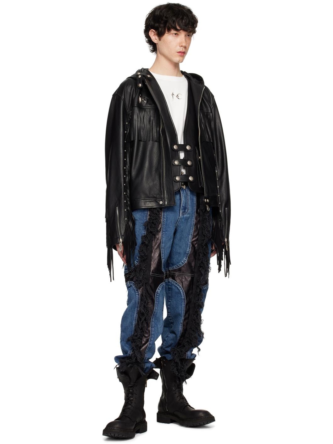 パンツ THUG CLUB Mohican Leather Denim Pants THUG CLUB Mohican Leather Denim Pants 4FK788 (Thug Club