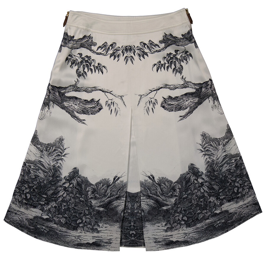 Burberry Ladies Light Walnut Deer Sketch Printed Skirt - 2