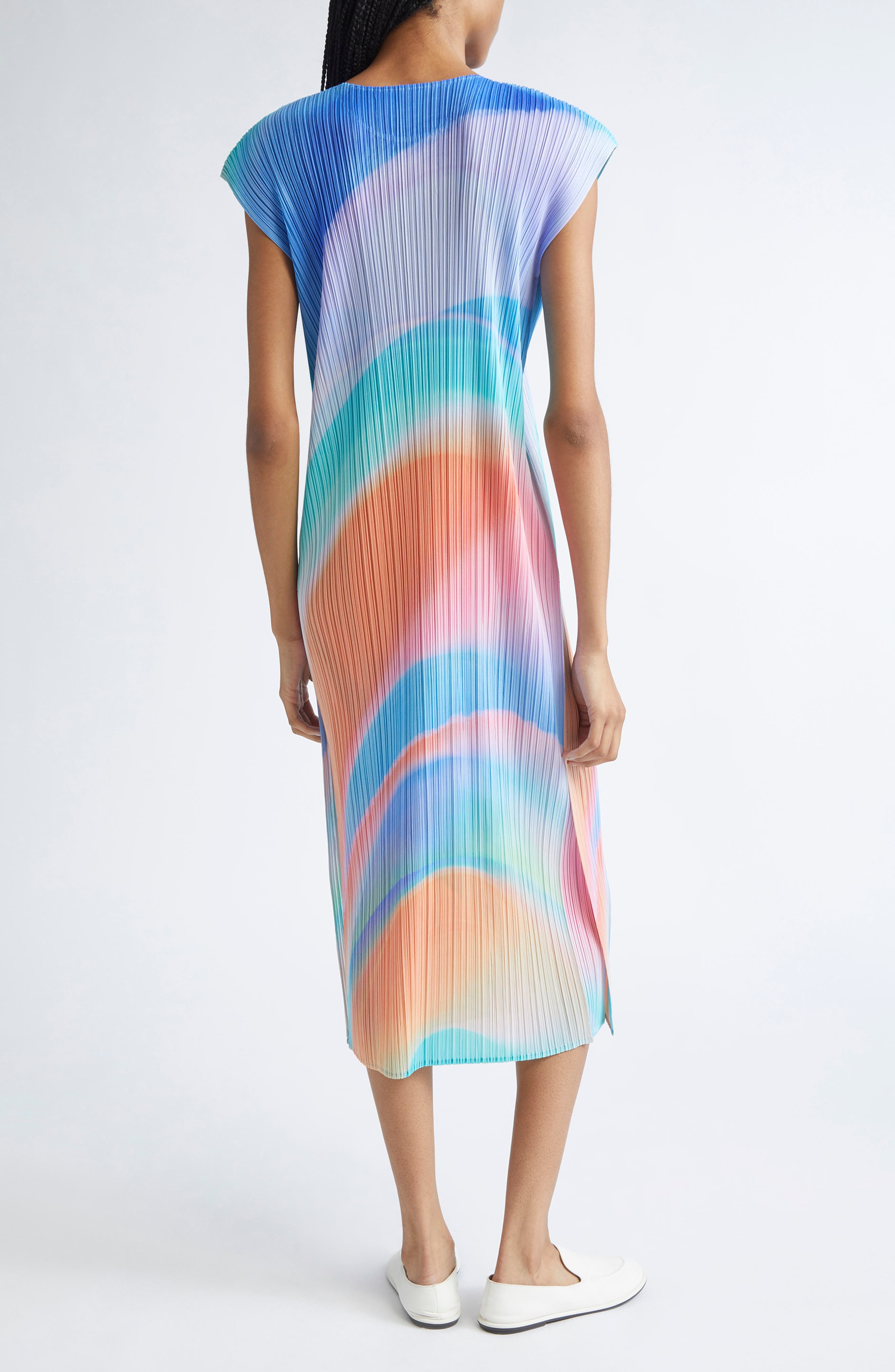 Pleats Please Issey Miyake Groove Pleated Midi Dress in Blue at Nordstrom - 2
