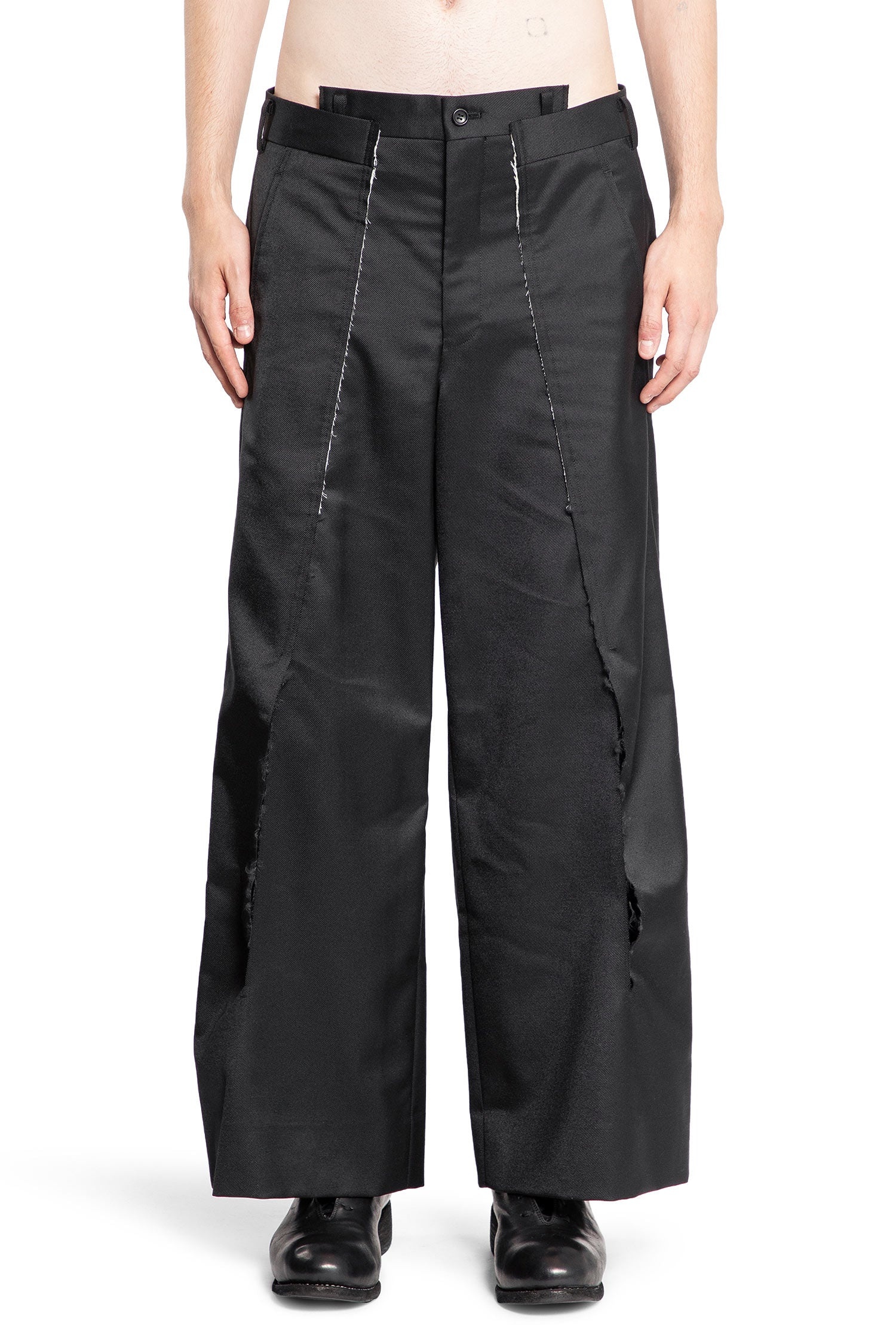 Spliced-Wool-Nylon-Wide-Leg-Trousers - 1