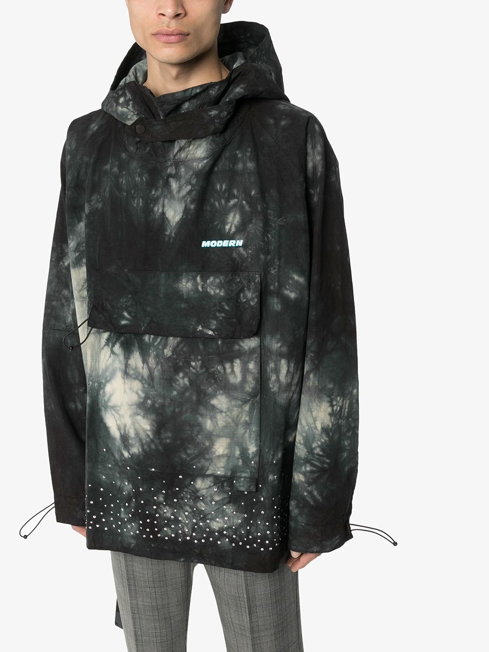 tie-dyed crystal-embellished hooded jacket - 3
