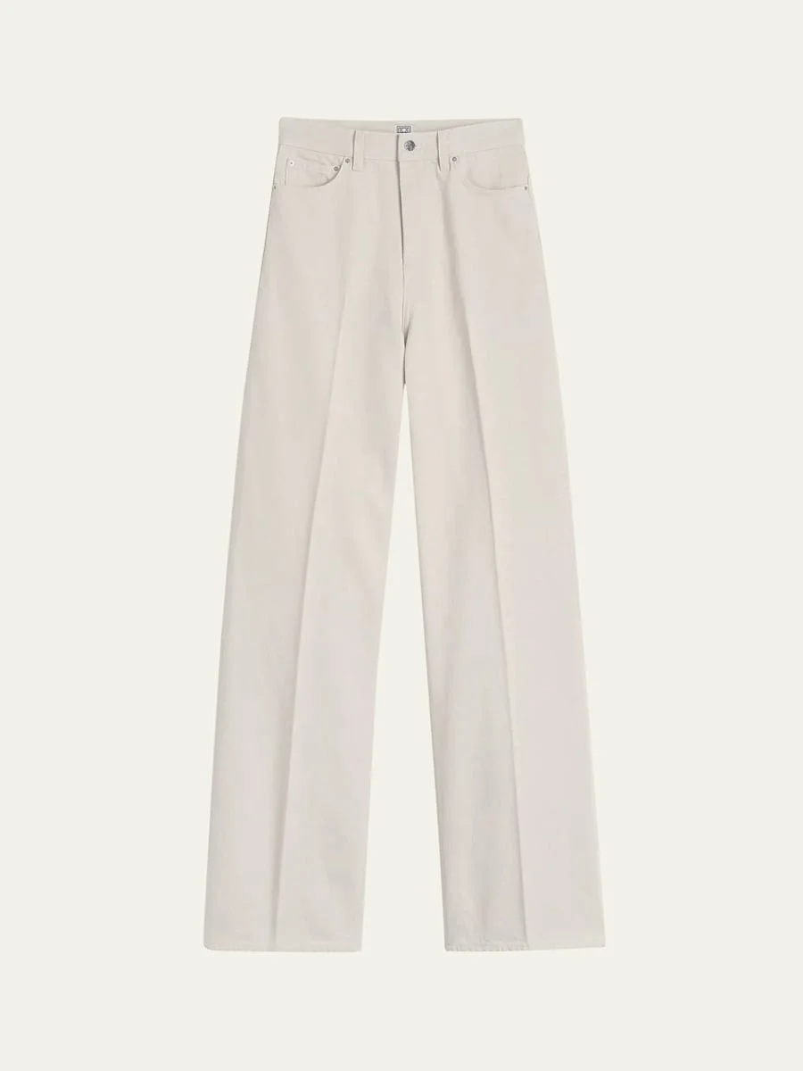 High-Rise Straight-Leg Press-Creased Denim Jeans - 1