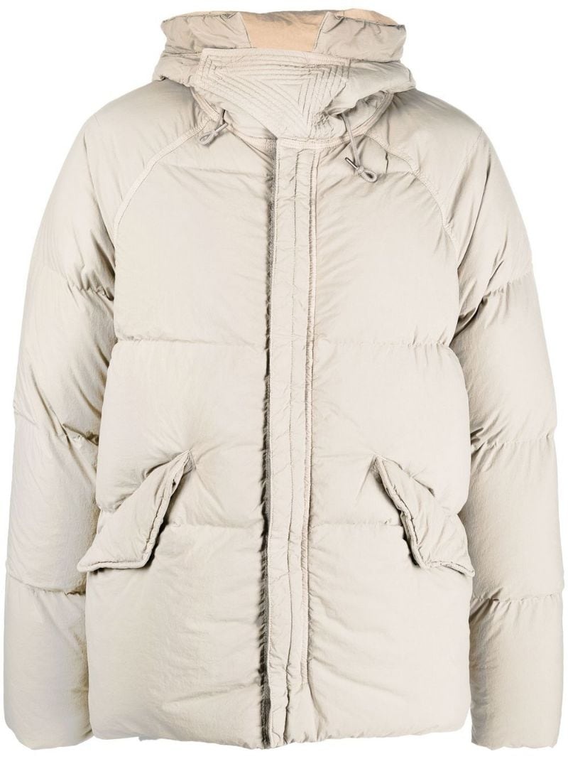 padded drawstring-hooded jacket - 1