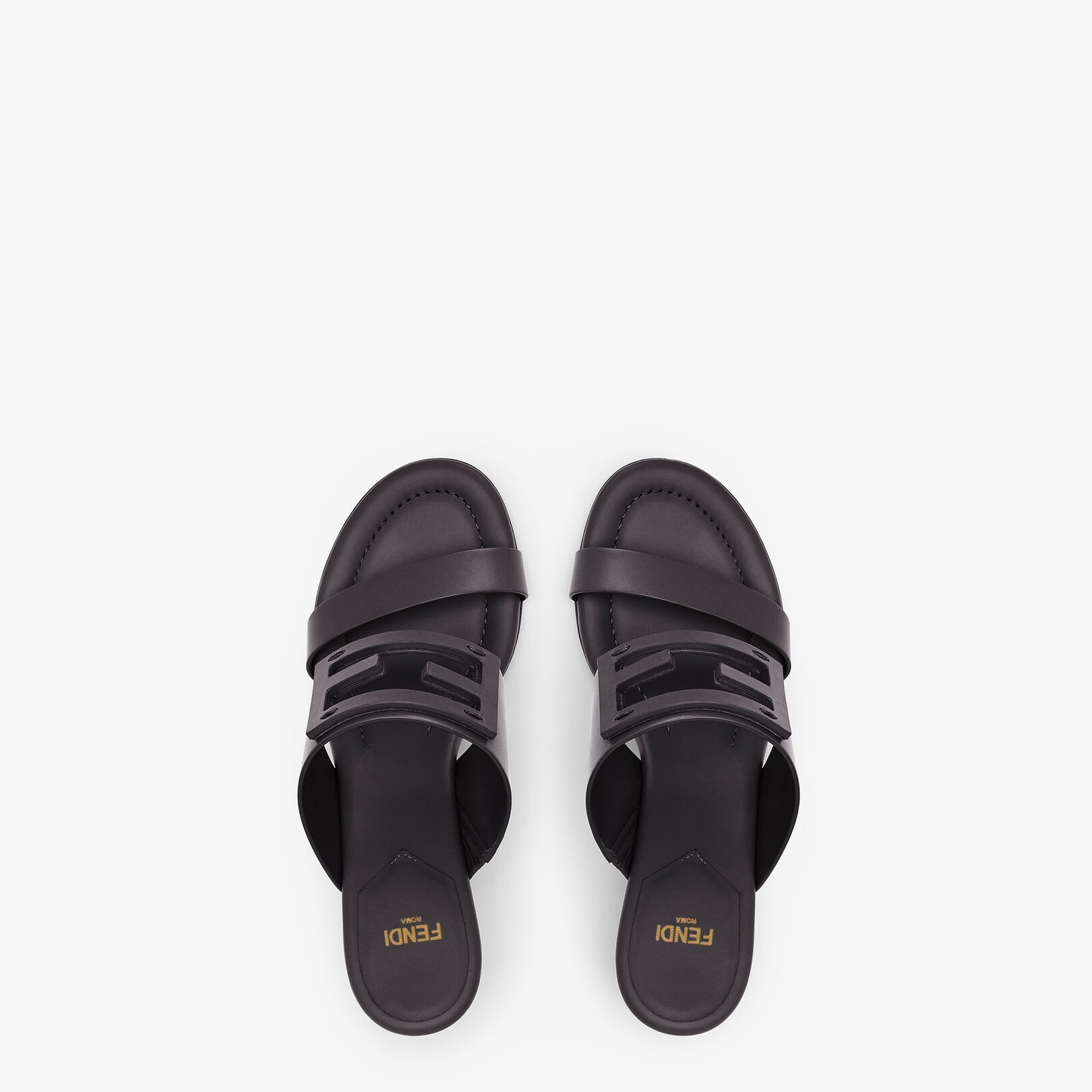 Black leather slides - 4