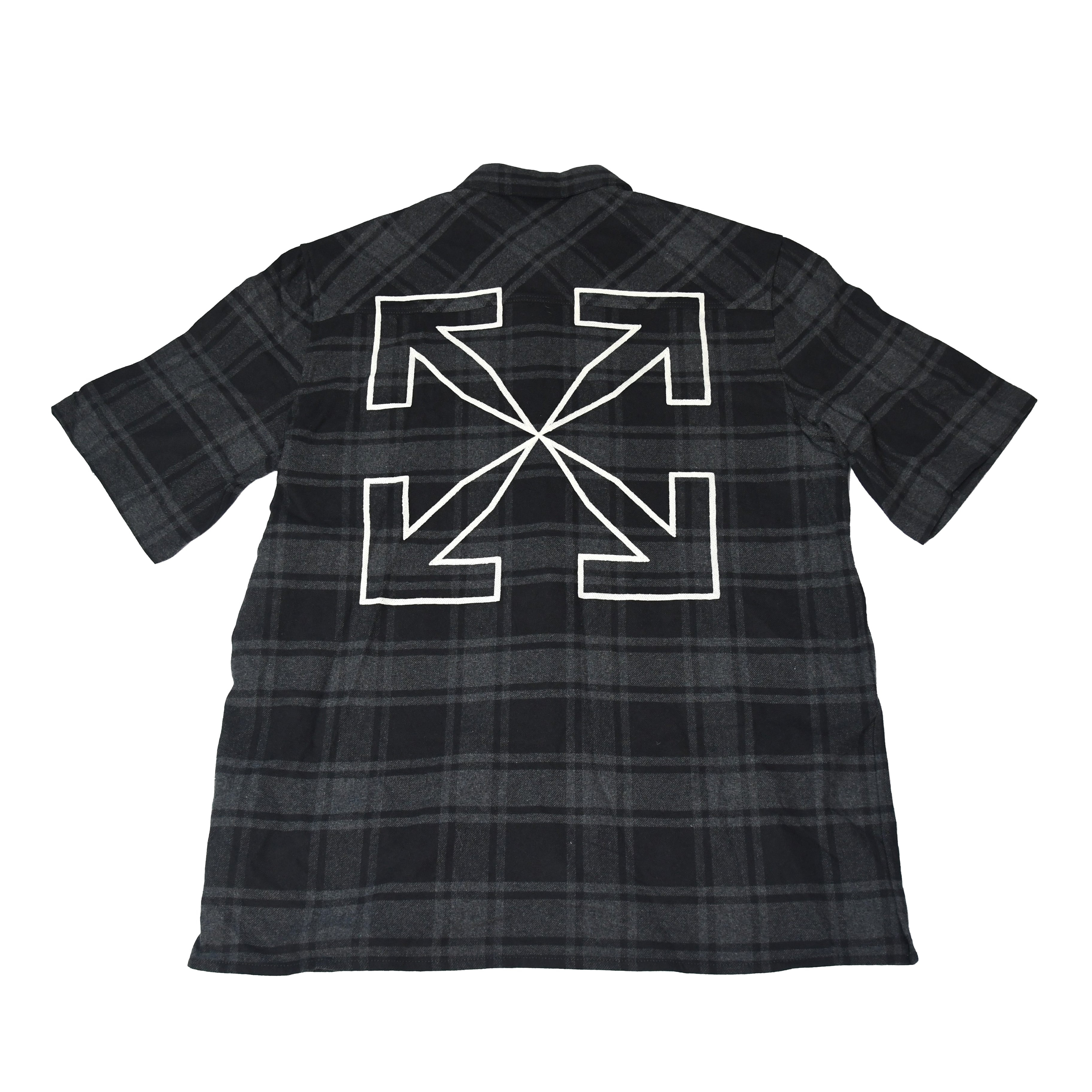 Off-White Outline Arrow Flannel Over S/S Shirt Grey Black - 2