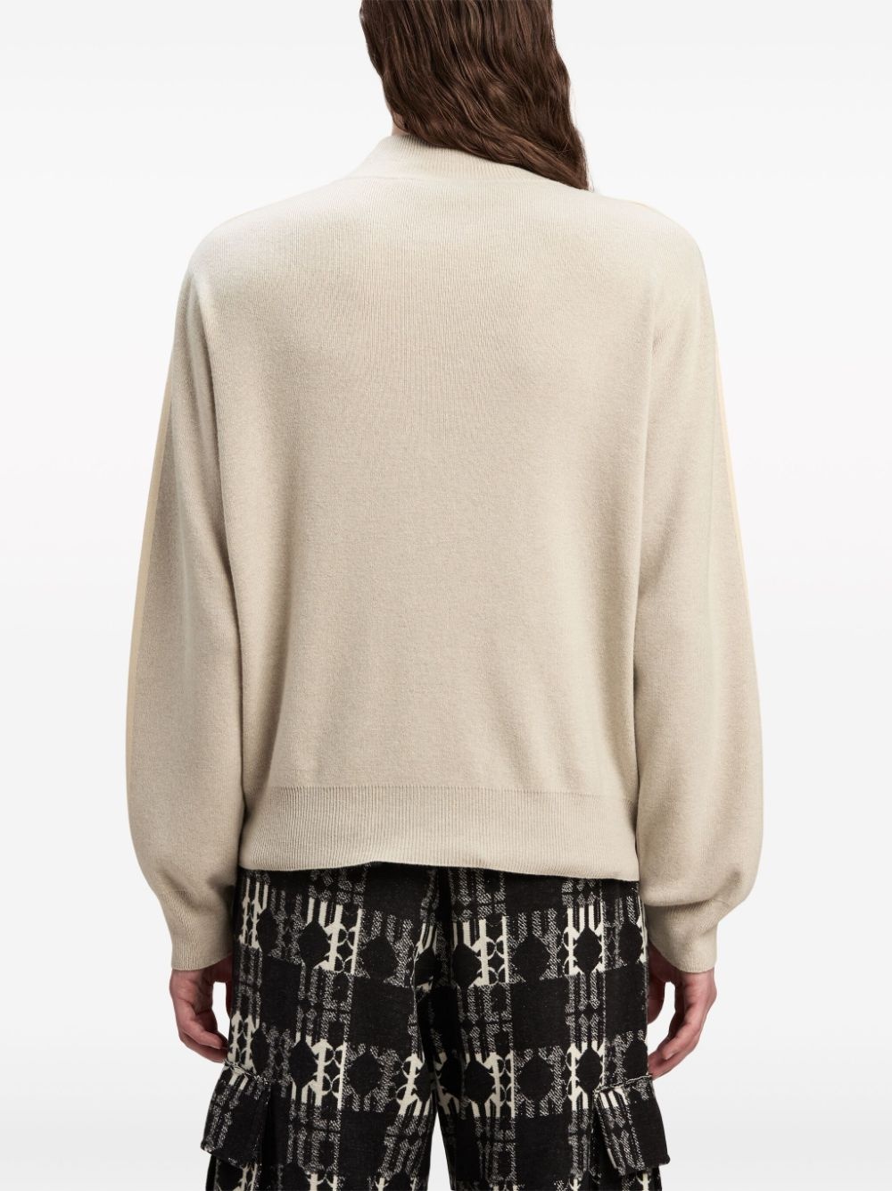 logo-embroidered knit jacket - 5