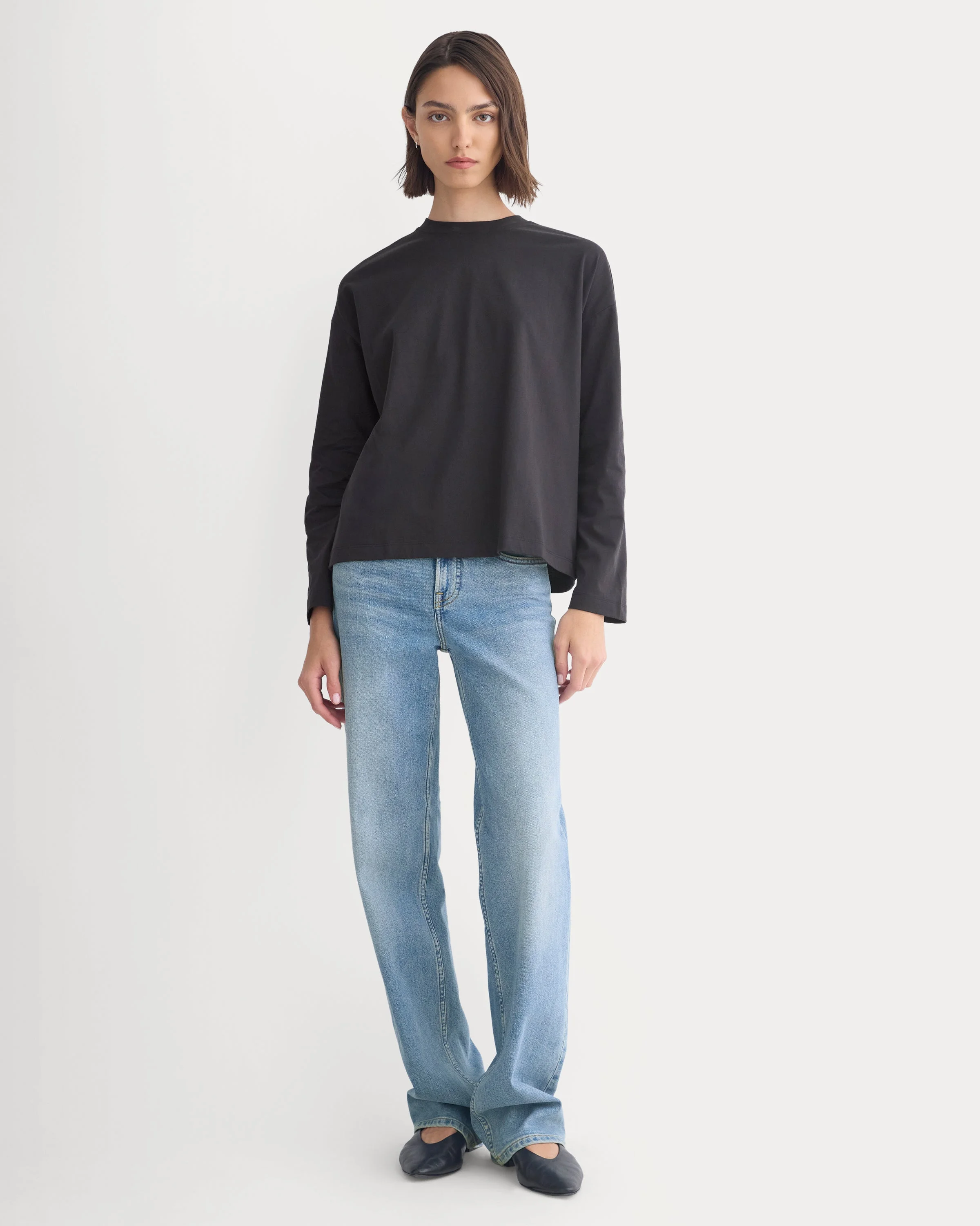 FOREVER JERSEY BOXY LONG-SLEEVE CREW - 1
