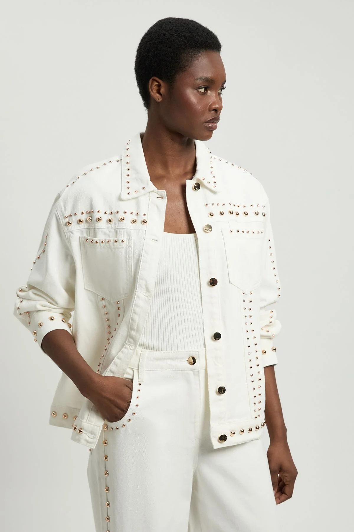 Denim Studded Jacket - 1
