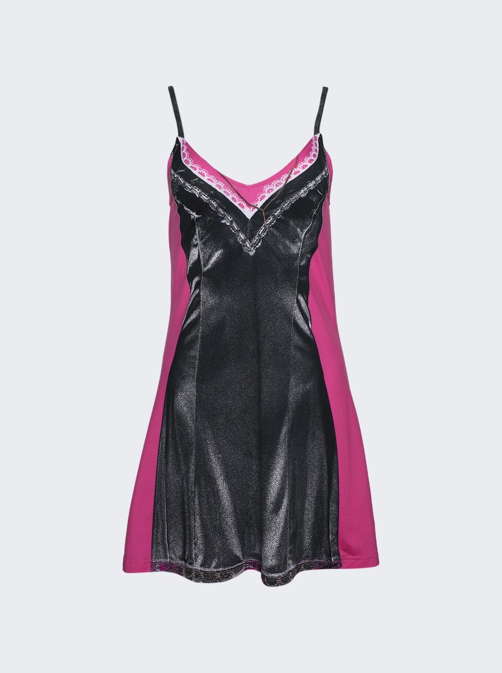 X Jean Paul Gaultier Trompe-l'oeil Mini Dress Black and Pink - 1