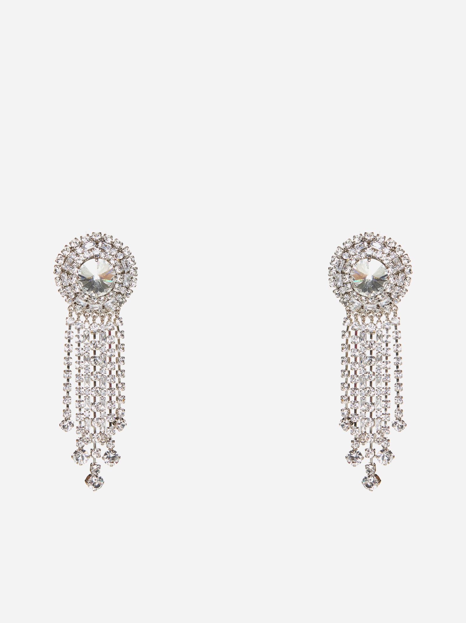 Crystal fringed round earrings - 1