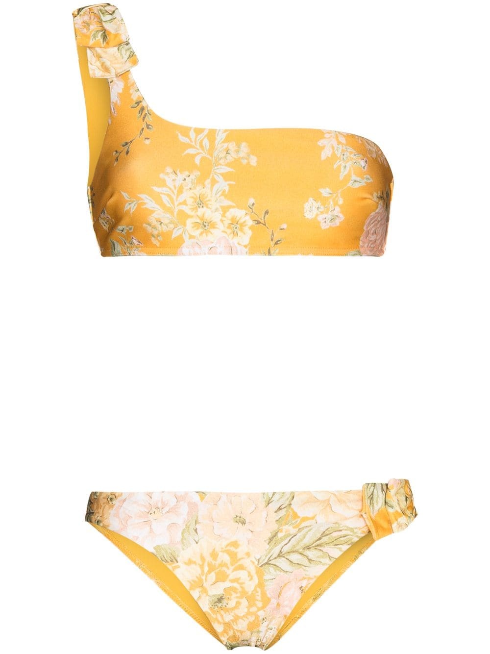 Amelie one-shoulder floral-print bikini set - 1