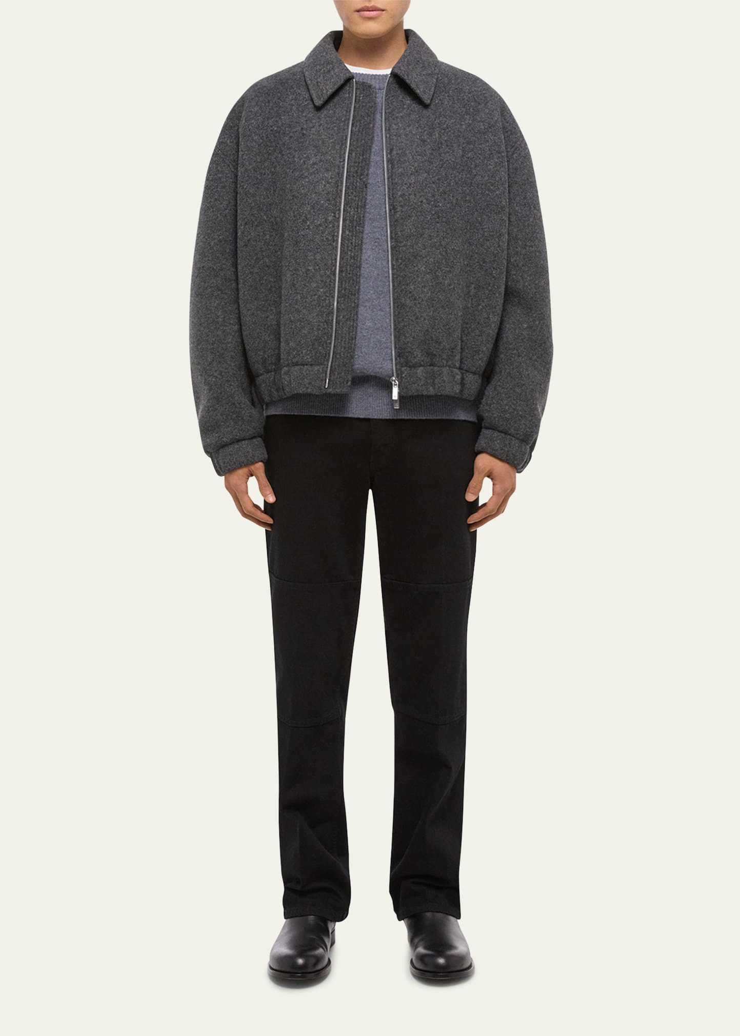 Men's Wool Bonded Full-Zip Bomber Jacket - 2