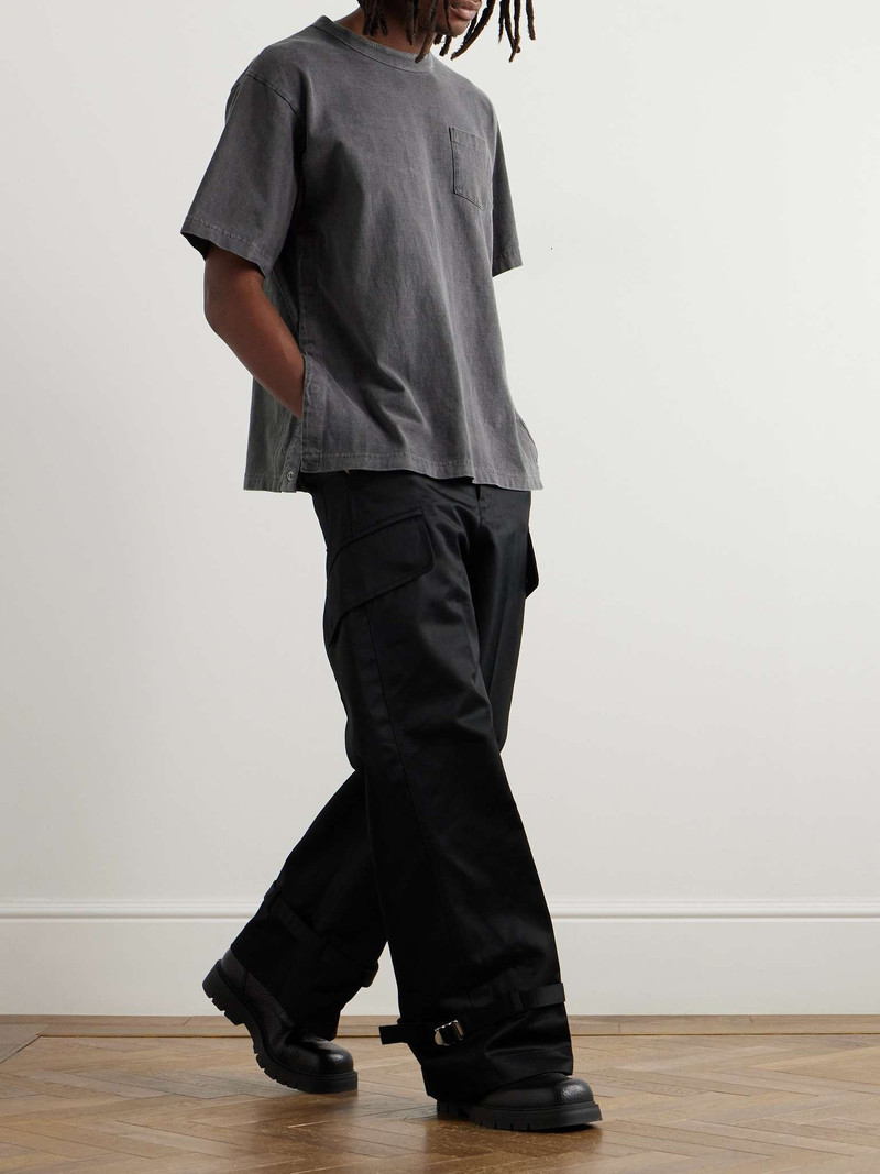 sacai Garment-Dyed Shell-Trimmed Cotton-Jersey T-Shirt outlook