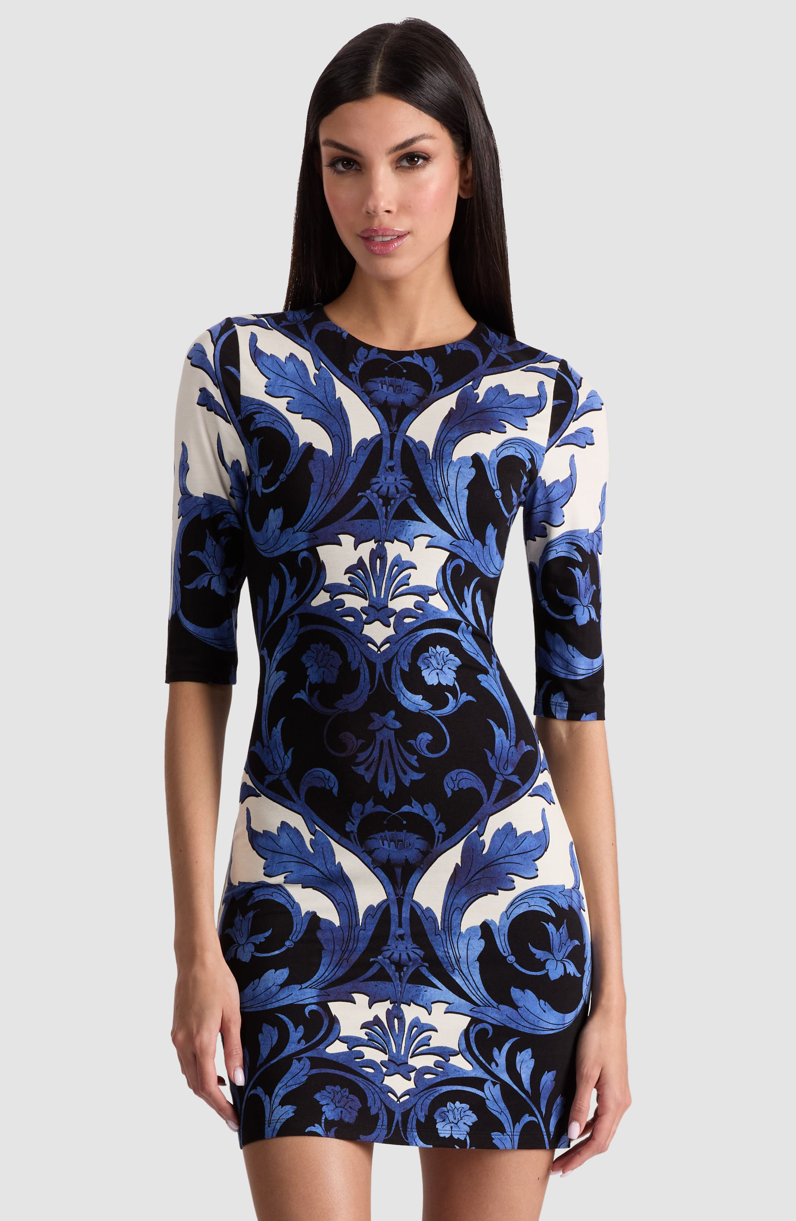 Alice + Olivia Delora Tapestry Print Knit Minidress in Regal Retreat at Nordstrom - 4