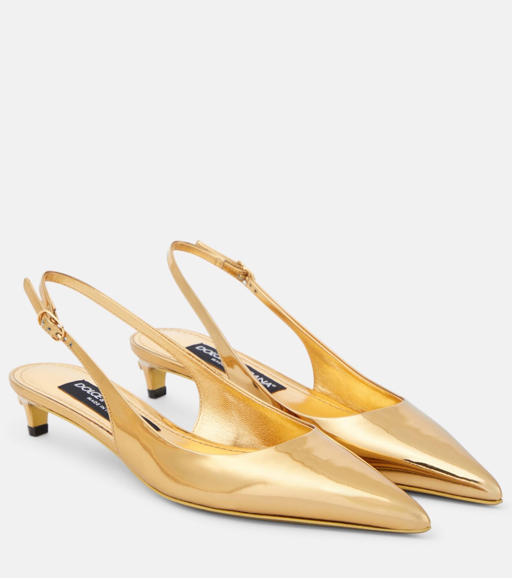 Metallic patent leather slingback pumps - 1