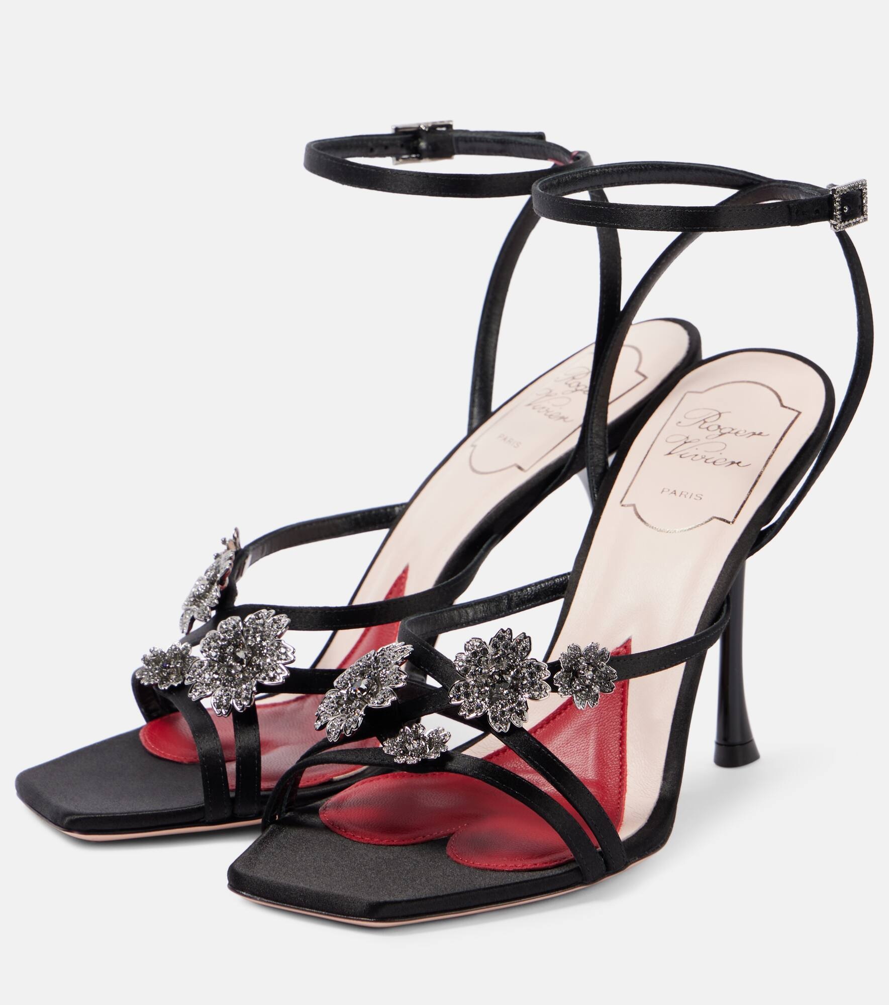I Love Vivier Flower 100 satin sandals - 4