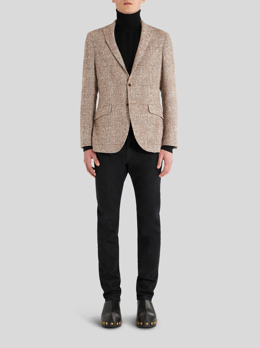 WOOL JACKET WITH CHECK WORKING - 4