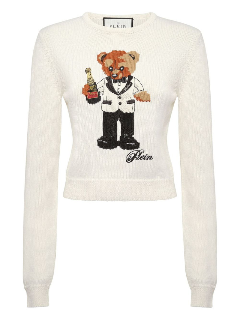 teddy-embroidered crew-neck sweater 1