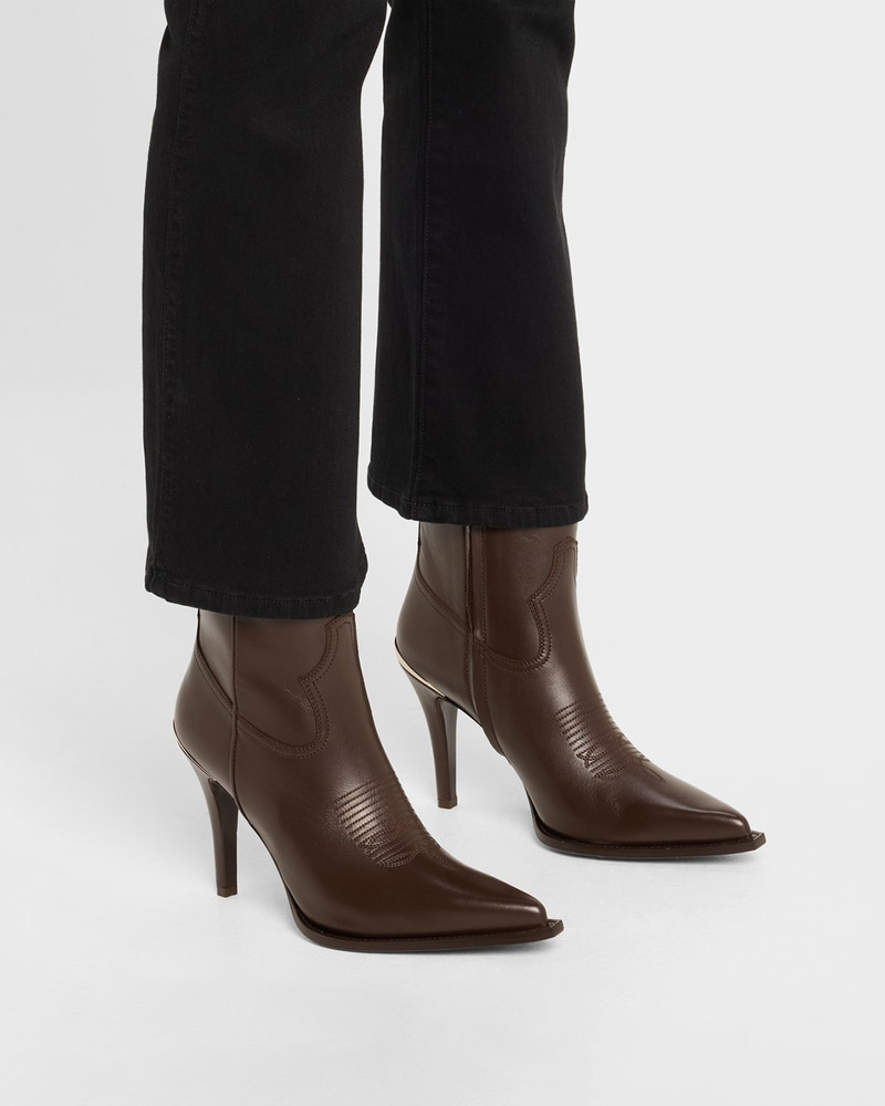 PARTLOW Nancy Leather Western Stiletto Booties outlook