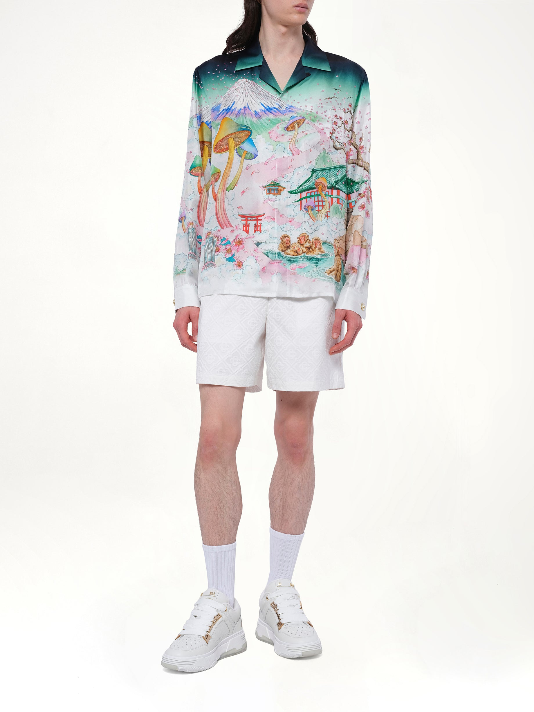 Silk Satin Flowers Shirt in Multicolour - 4