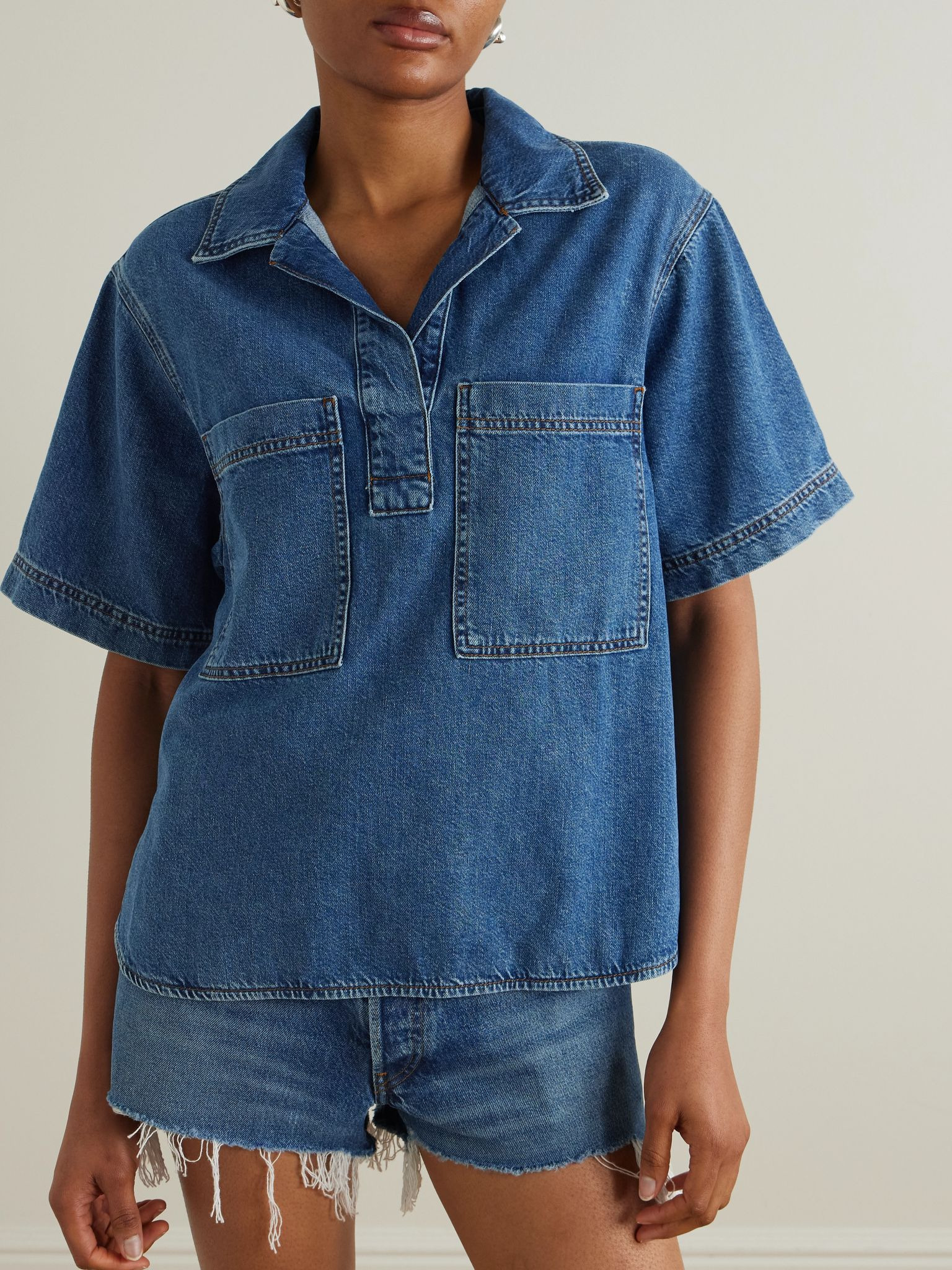 Organic denim shirt Mid denim - 3