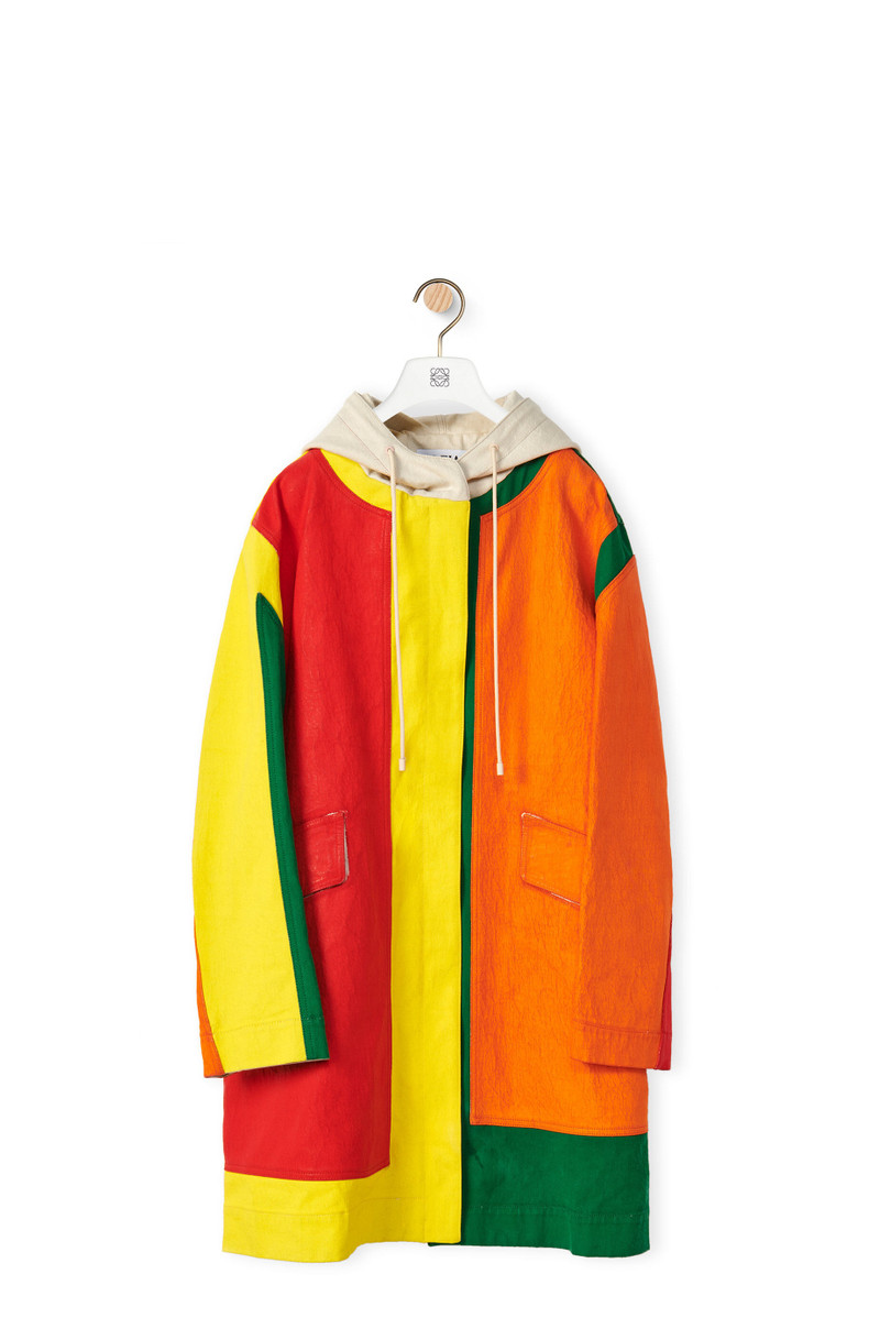 Coated parka in denim 1